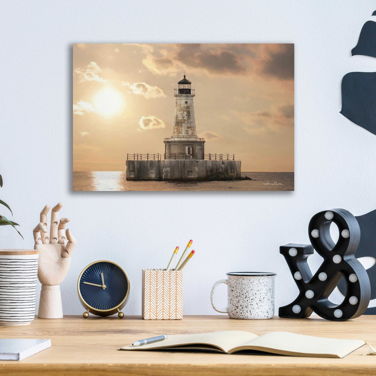 Epic Art 'Charity Shoal Lighthouse' by Lori Deiter, Acrylic Glass Wall Art,16x12