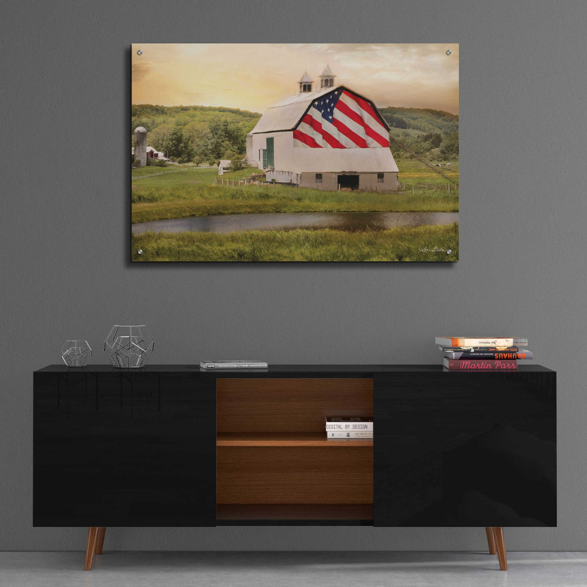 Epic Art 'Flag Barn' by Lori Deiter, Acrylic Glass Wall Art,36x24