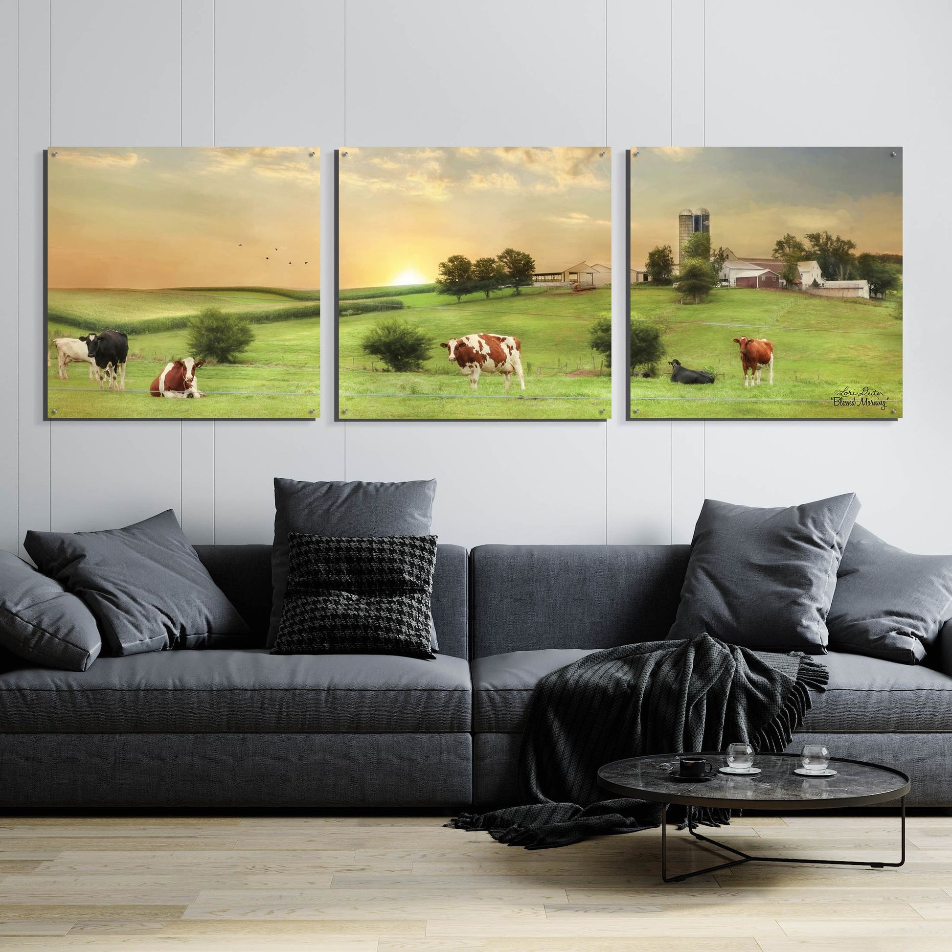 Epic Art 'Blessed Morning' by Lori Deiter, Acrylic Glass Wall Art, 3 Piece Set,108x36