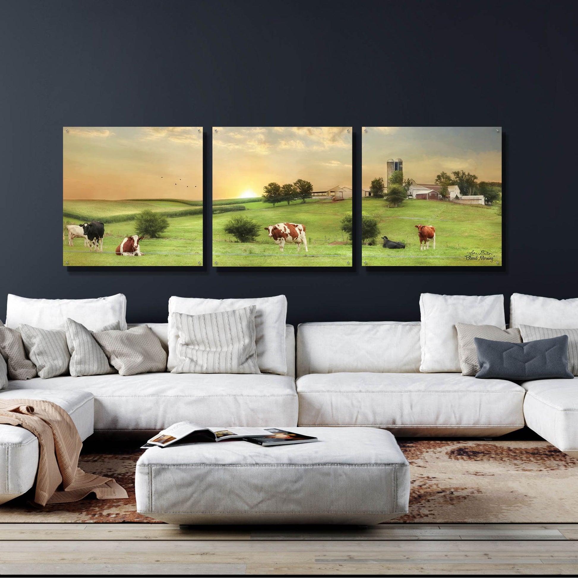 Epic Art 'Blessed Morning' by Lori Deiter, Acrylic Glass Wall Art, 3 Piece Set,108x36