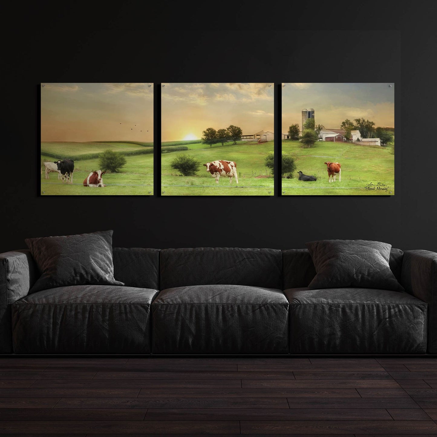 Epic Art 'Blessed Morning' by Lori Deiter, Acrylic Glass Wall Art, 3 Piece Set,108x36