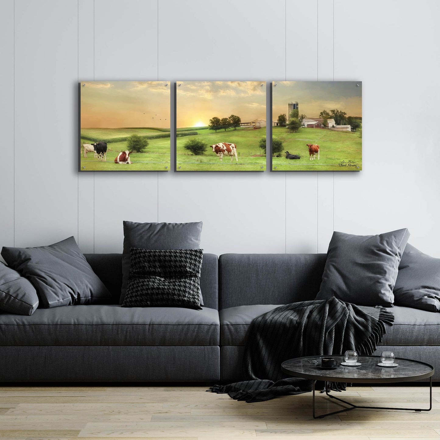 Epic Art 'Blessed Morning' by Lori Deiter, Acrylic Glass Wall Art, 3 Piece Set,72x24