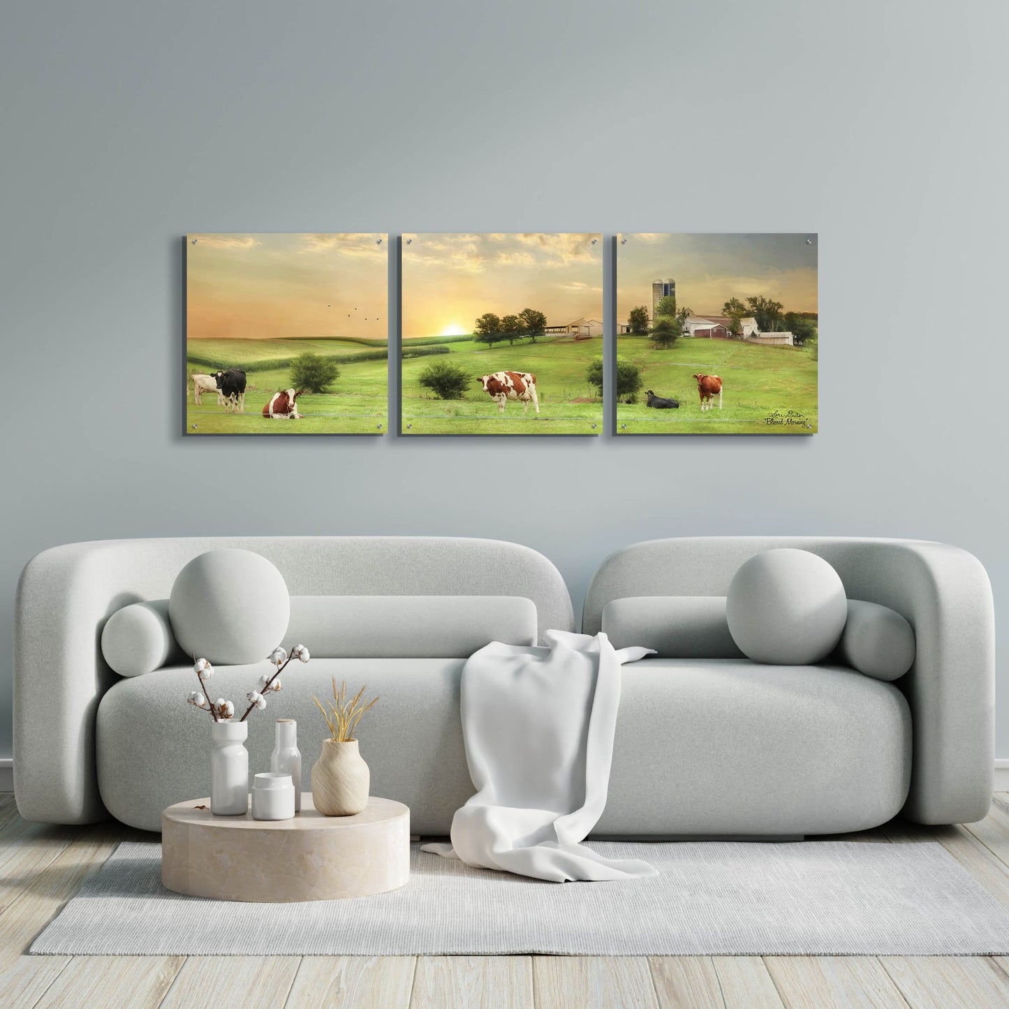 Epic Art 'Blessed Morning' by Lori Deiter, Acrylic Glass Wall Art, 3 Piece Set,72x24