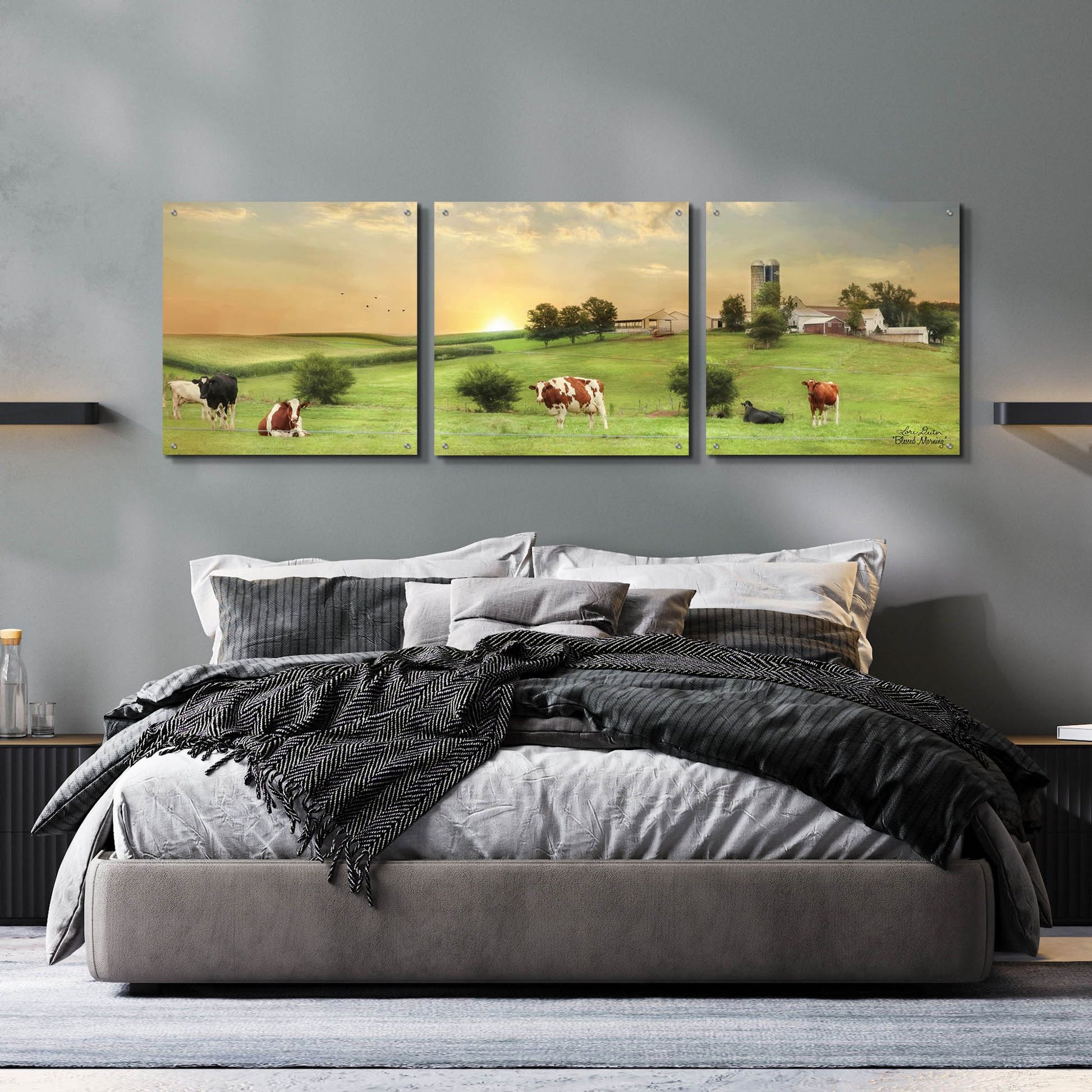 Epic Art 'Blessed Morning' by Lori Deiter, Acrylic Glass Wall Art, 3 Piece Set,72x24