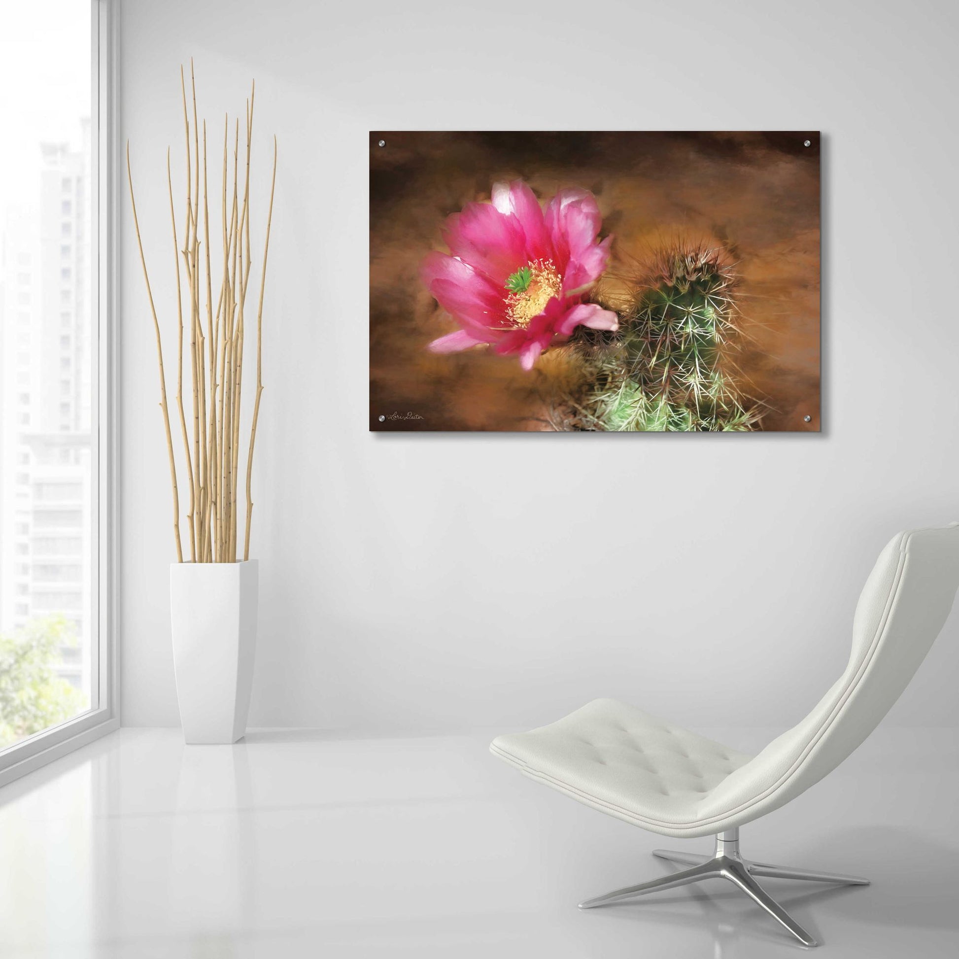 Epic Art 'Vibrant Cactus Flower' by Lori Deiter, Acrylic Glass Wall Art,36x24