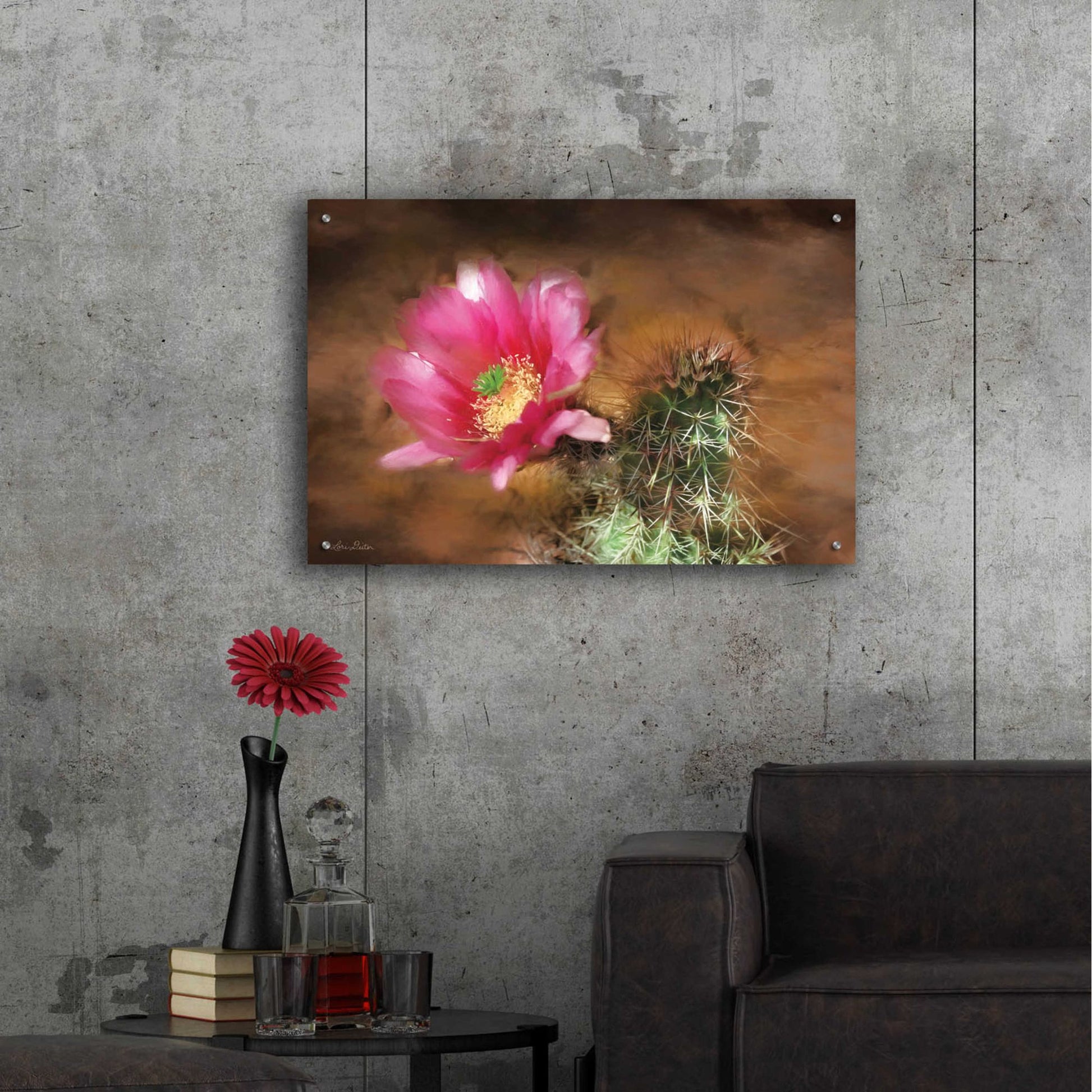 Epic Art 'Vibrant Cactus Flower' by Lori Deiter, Acrylic Glass Wall Art,36x24