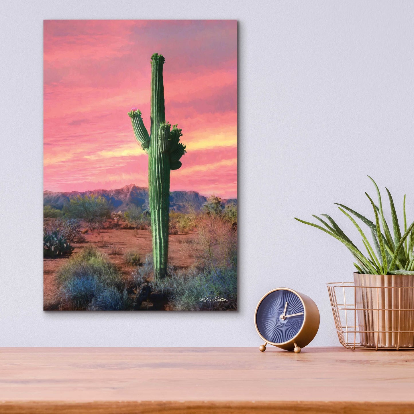 Epic Art 'Vibrant Cactus Sunset' by Lori Deiter, Acrylic Glass Wall Art,12x16