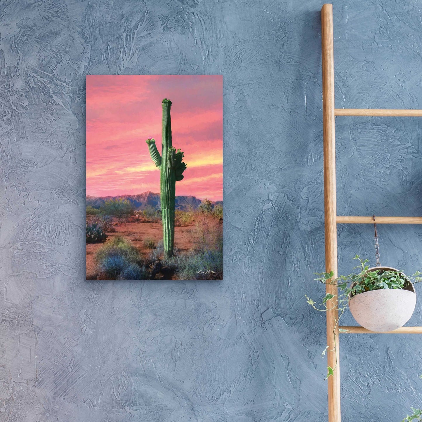 Epic Art 'Vibrant Cactus Sunset' by Lori Deiter, Acrylic Glass Wall Art,16x24