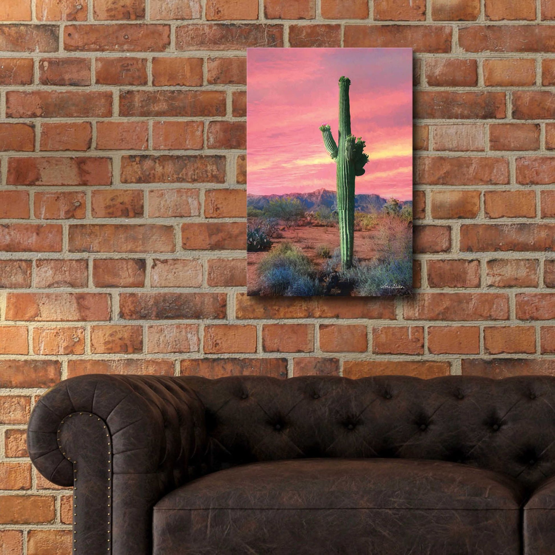 Epic Art 'Vibrant Cactus Sunset' by Lori Deiter, Acrylic Glass Wall Art,16x24