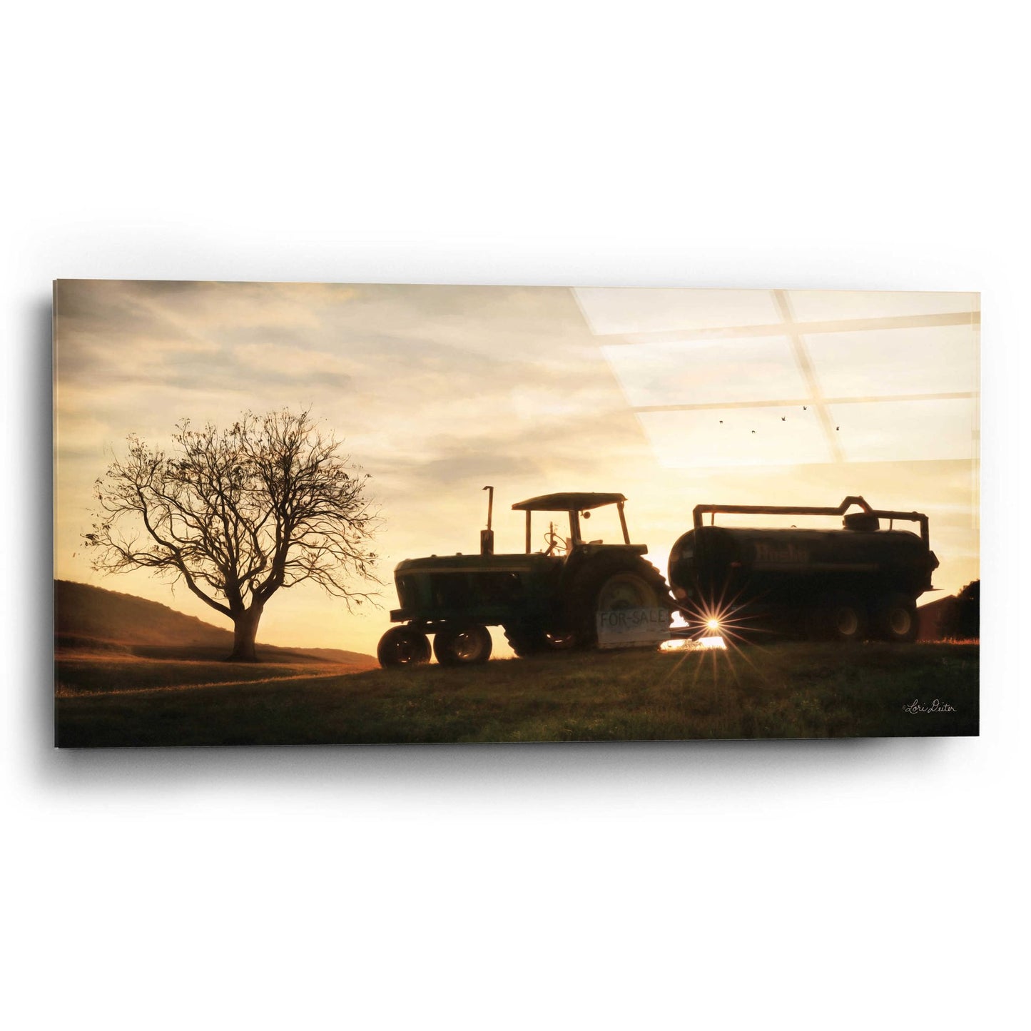 Epic Art 'Tractor for Sale' by Lori Deiter, Acrylic Glass Wall Art,24x12