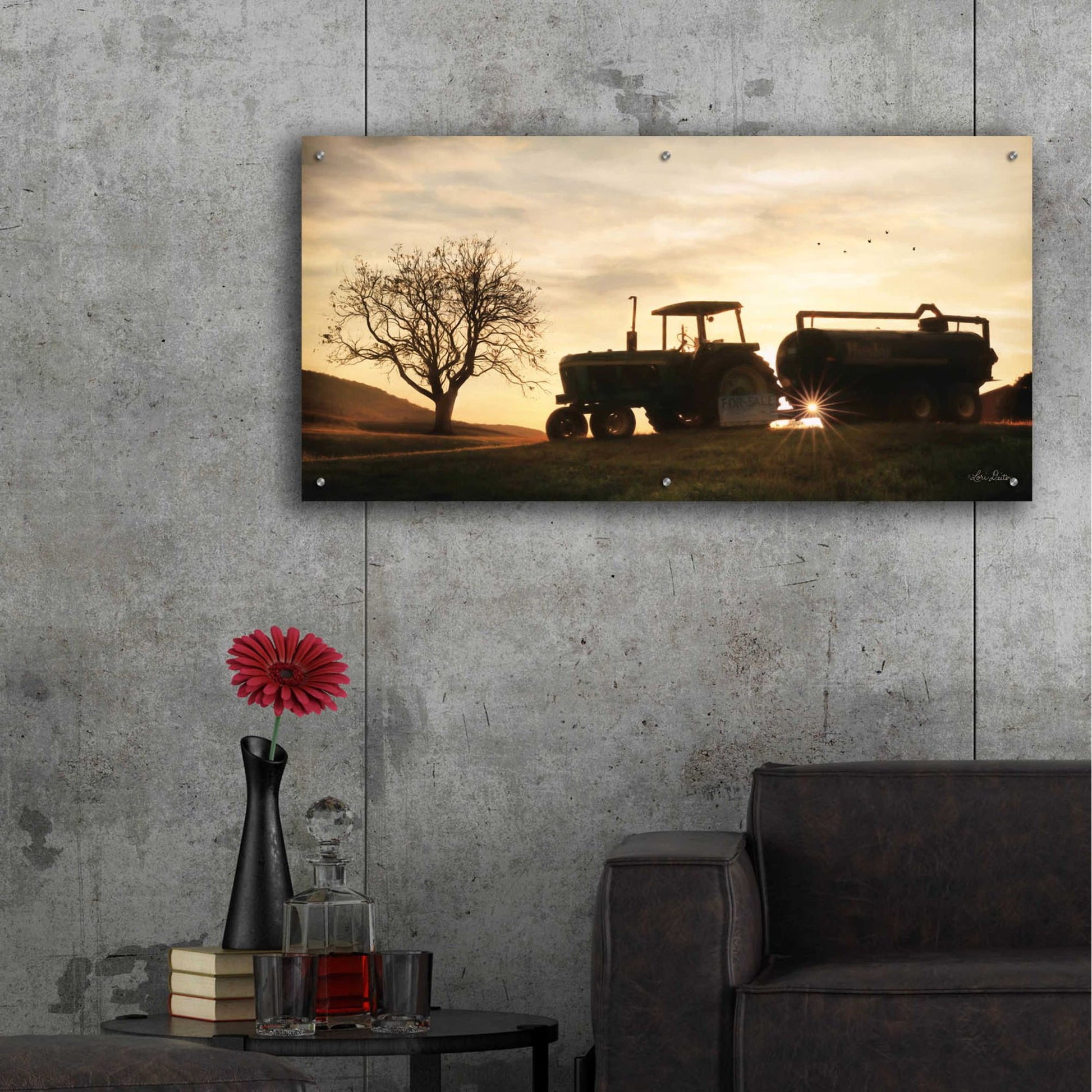 Epic Art 'Tractor for Sale' by Lori Deiter, Acrylic Glass Wall Art,48x24