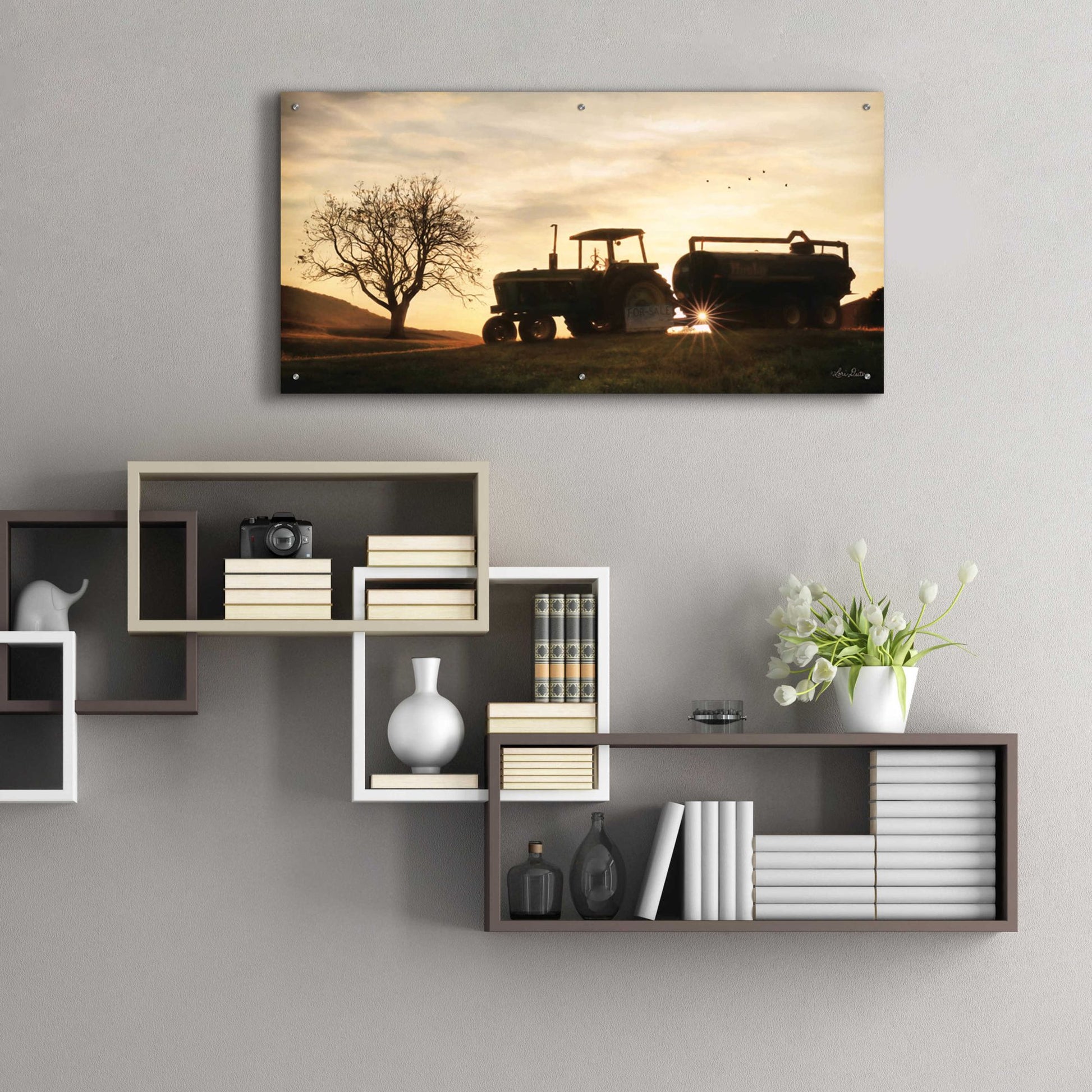 Epic Art 'Tractor for Sale' by Lori Deiter, Acrylic Glass Wall Art,48x24