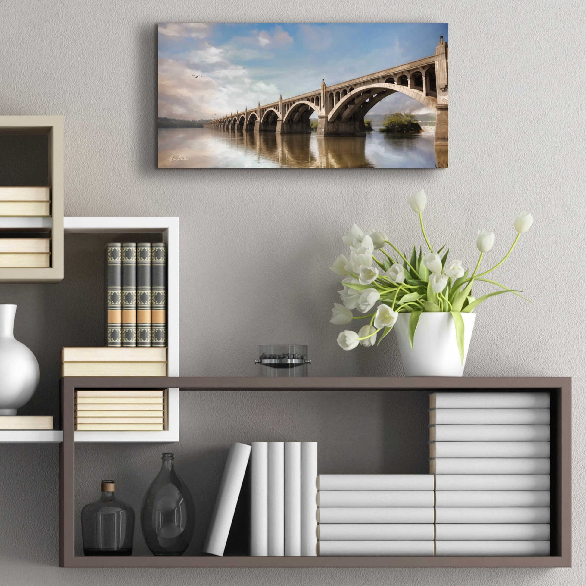 Epic Art 'Columbia Wrightsville Bridge' by Lori Deiter, Acrylic Glass Wall Art,24x12