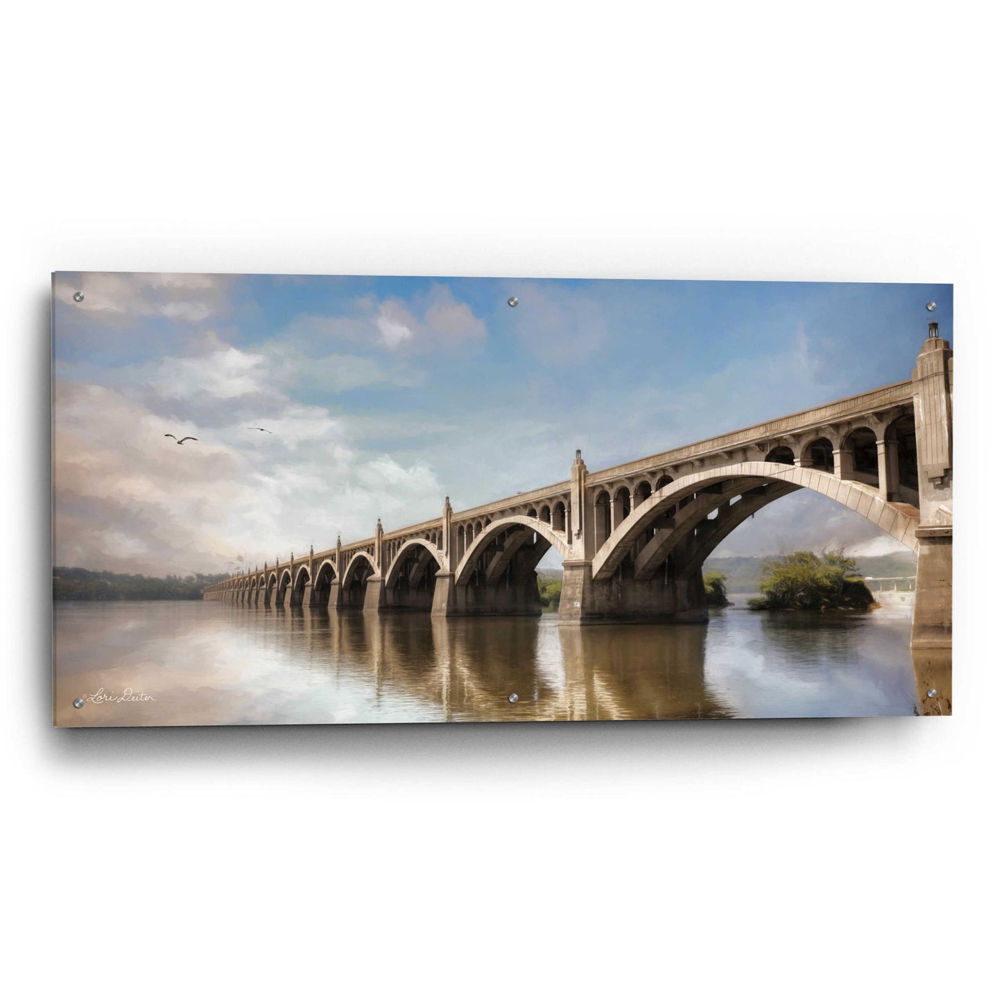 Epic Art 'Columbia Wrightsville Bridge' by Lori Deiter, Acrylic Glass Wall Art,48x24