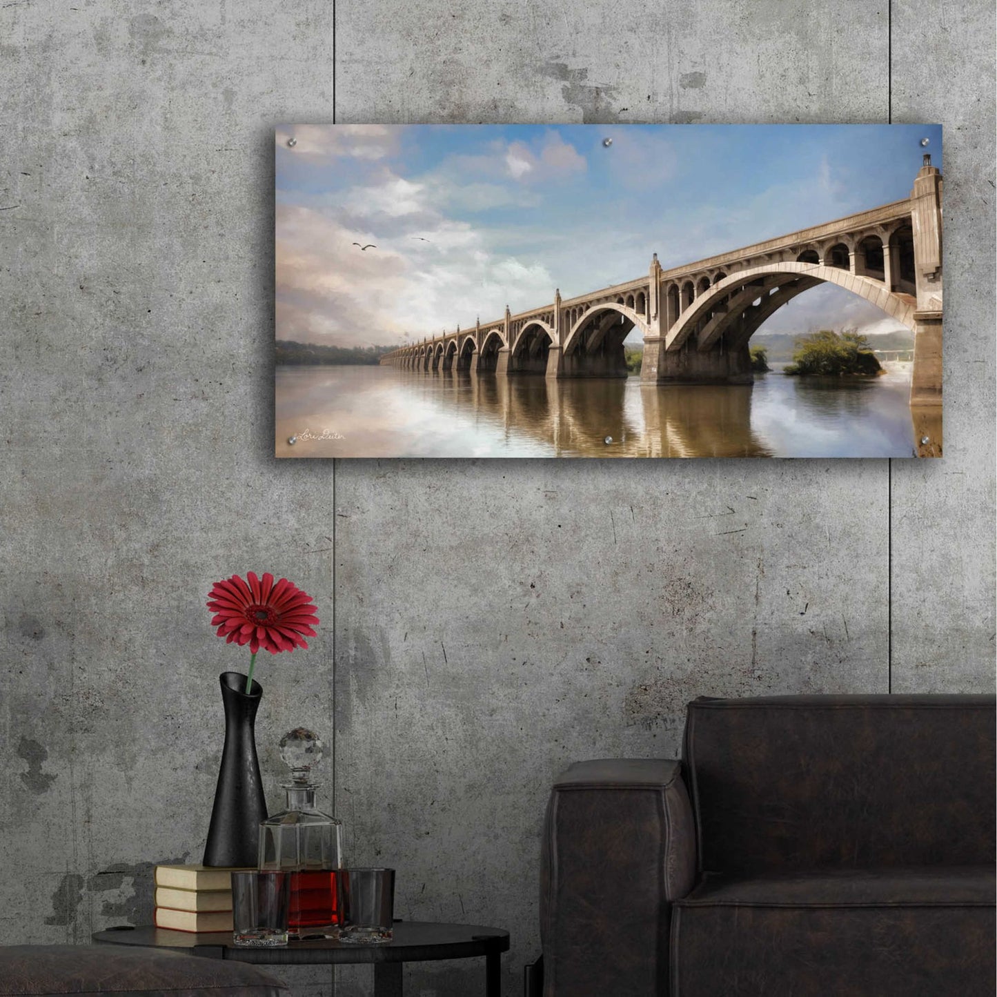 Epic Art 'Columbia Wrightsville Bridge' by Lori Deiter, Acrylic Glass Wall Art,48x24