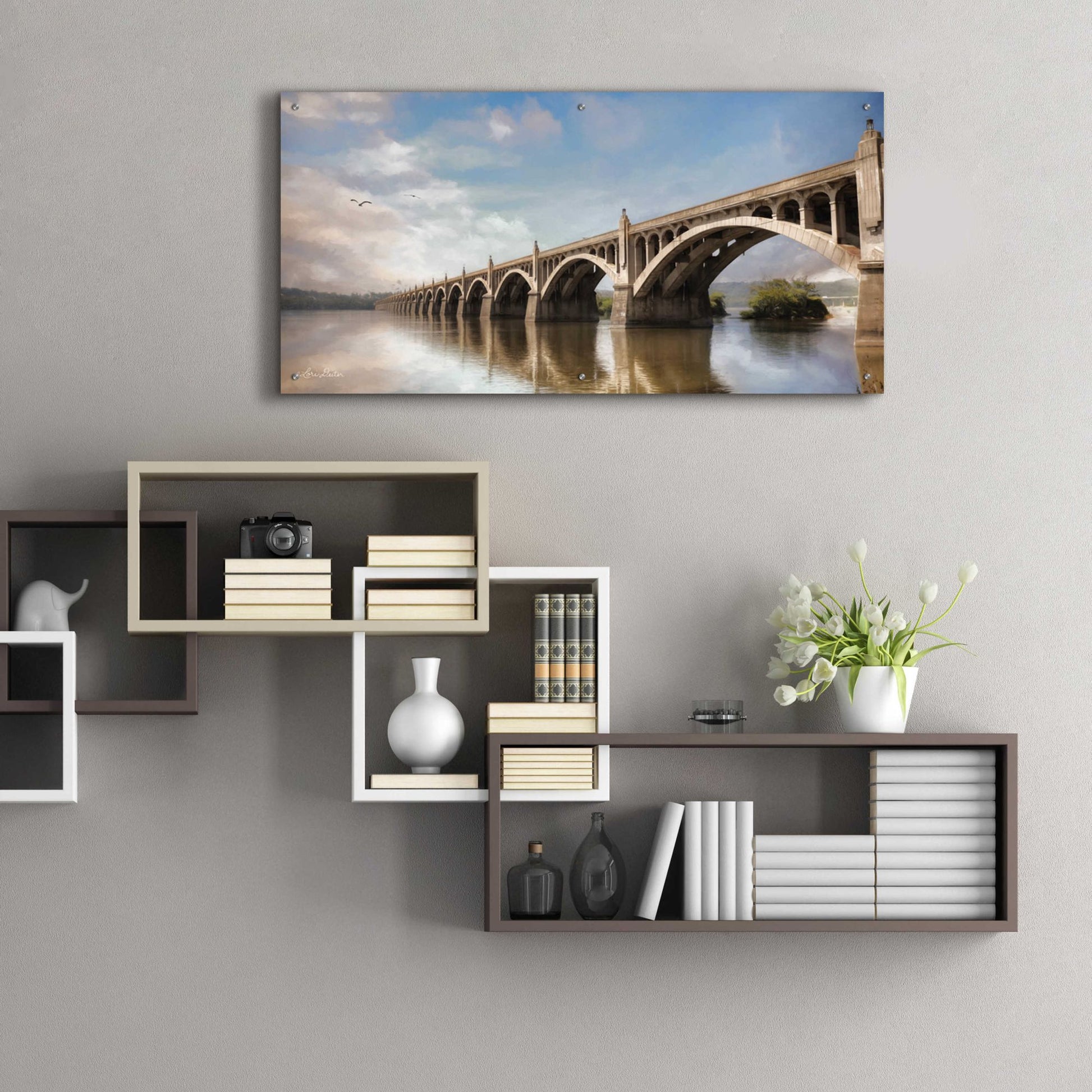 Epic Art 'Columbia Wrightsville Bridge' by Lori Deiter, Acrylic Glass Wall Art,48x24