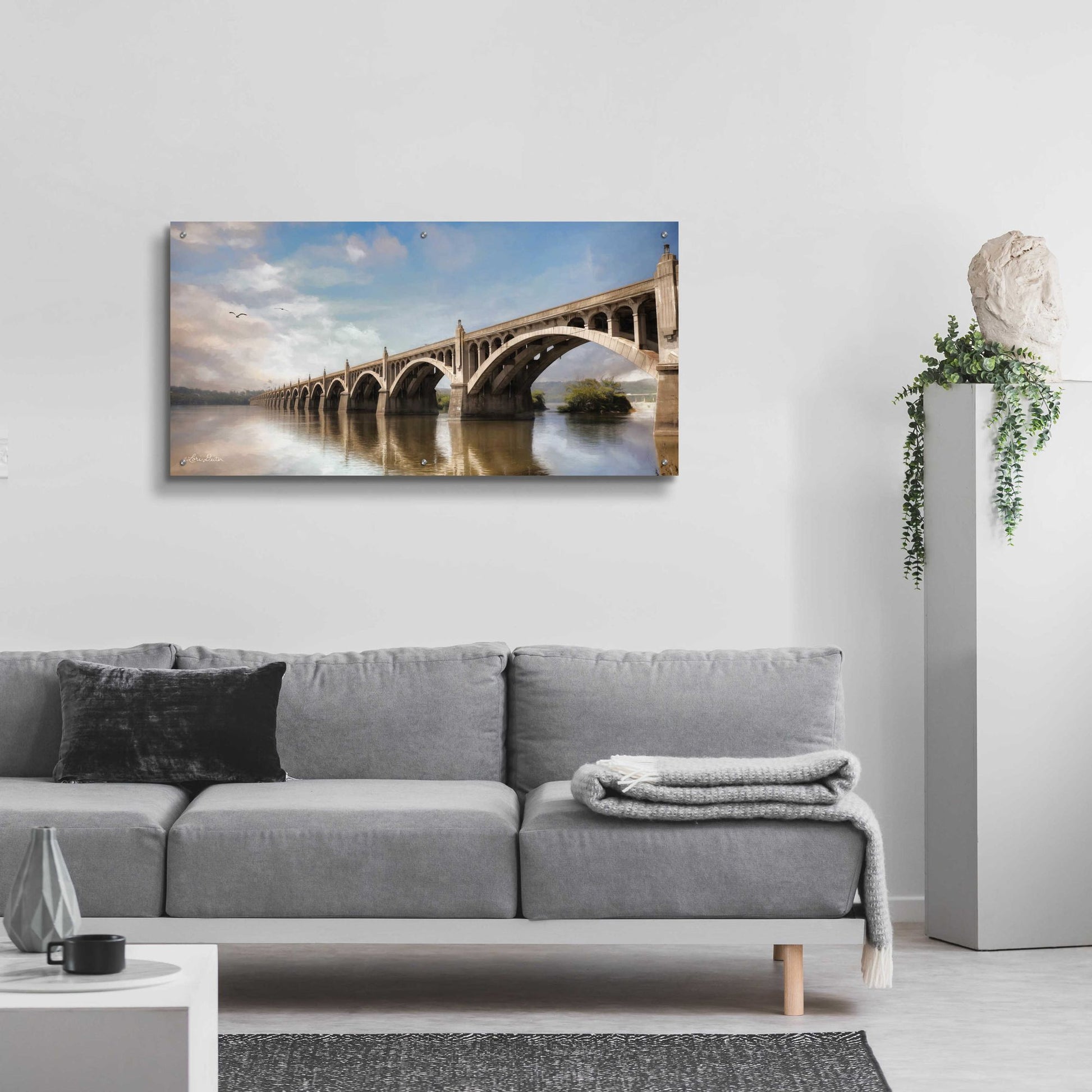 Epic Art 'Columbia Wrightsville Bridge' by Lori Deiter, Acrylic Glass Wall Art,48x24