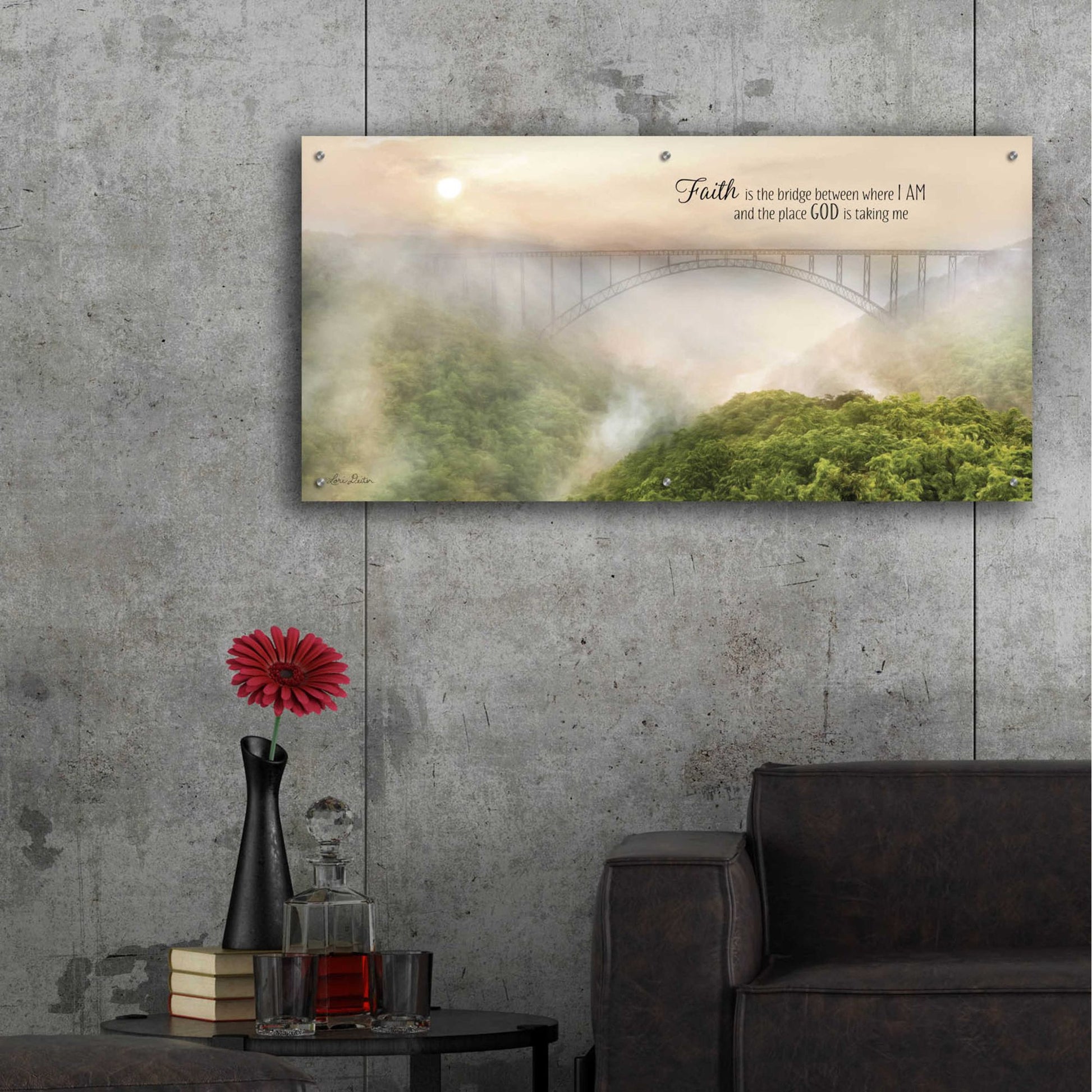 Epic Art 'Faith is the Bridge' by Lori Deiter, Acrylic Glass Wall Art,48x24