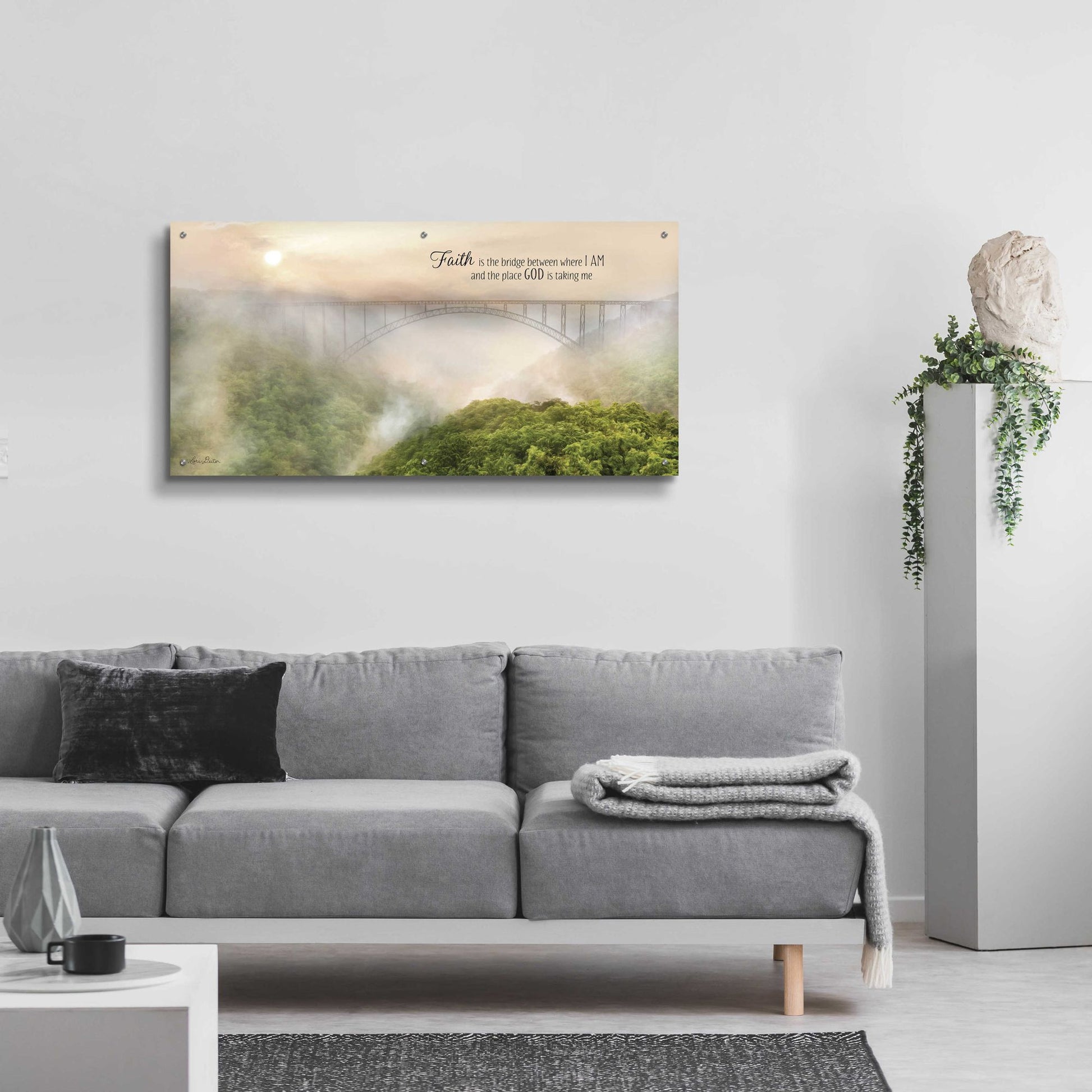 Epic Art 'Faith is the Bridge' by Lori Deiter, Acrylic Glass Wall Art,48x24