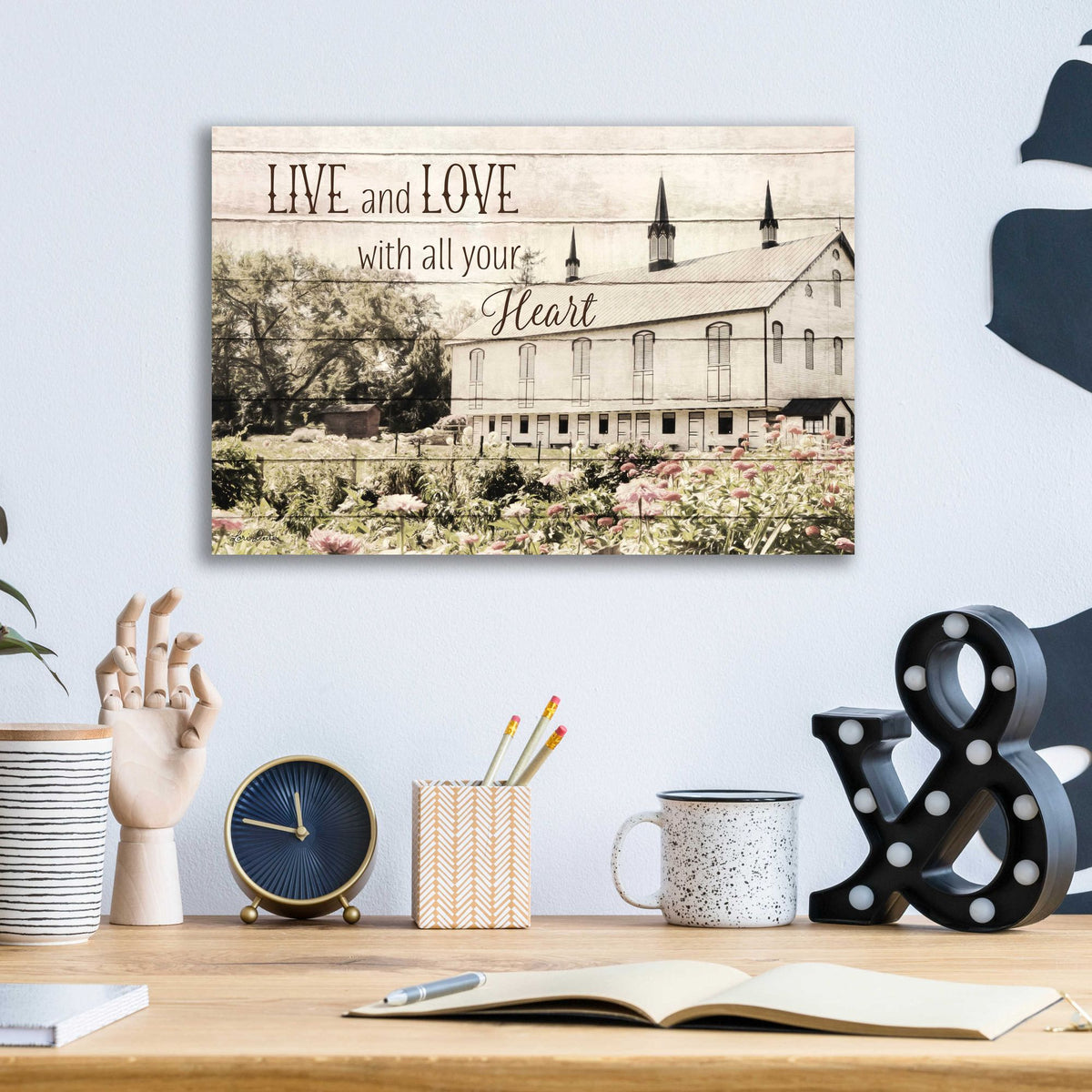 Epic Art 'Live and Love Barn' by Lori Deiter, Acrylic Glass Wall Art,16x12