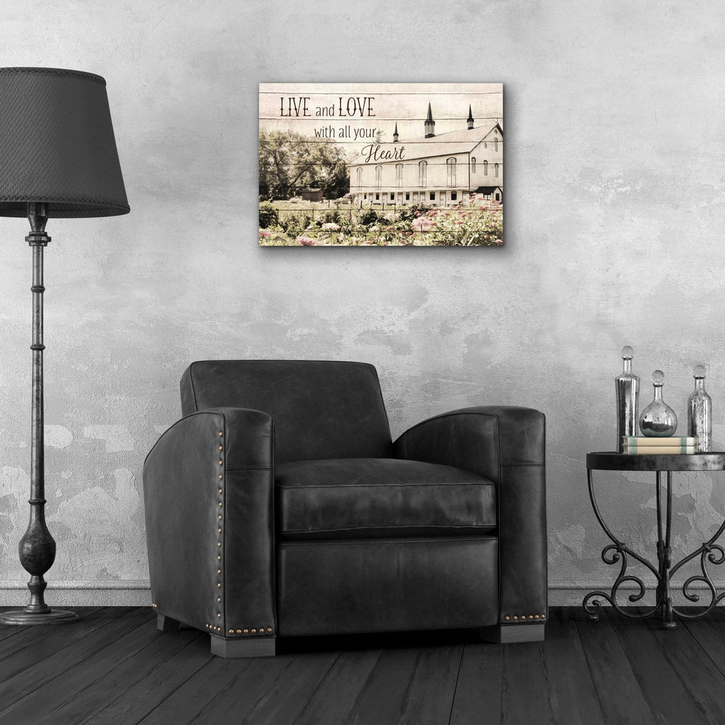Epic Art 'Live and Love Barn' by Lori Deiter, Acrylic Glass Wall Art,24x16