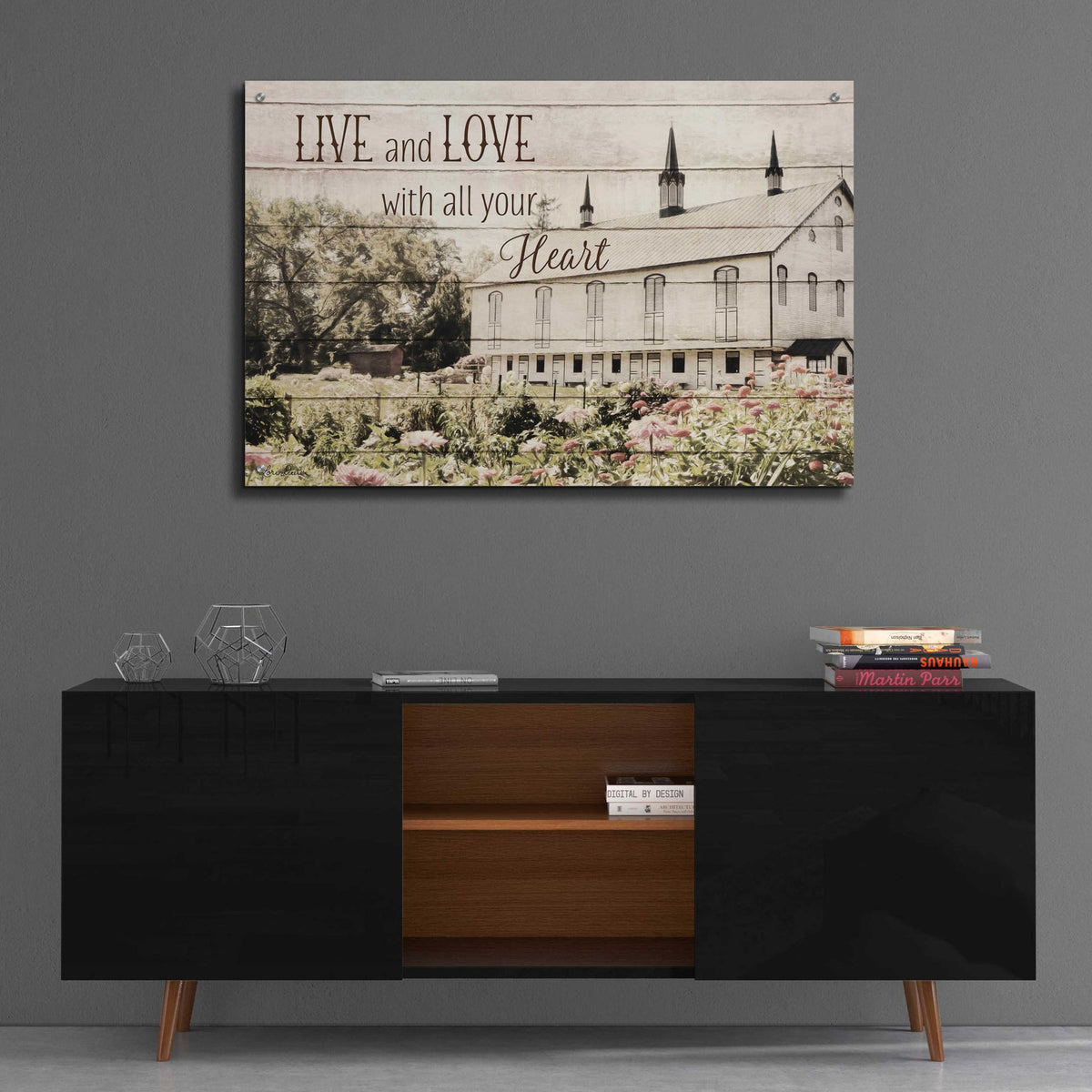 Epic Art 'Live and Love Barn' by Lori Deiter, Acrylic Glass Wall Art,36x24