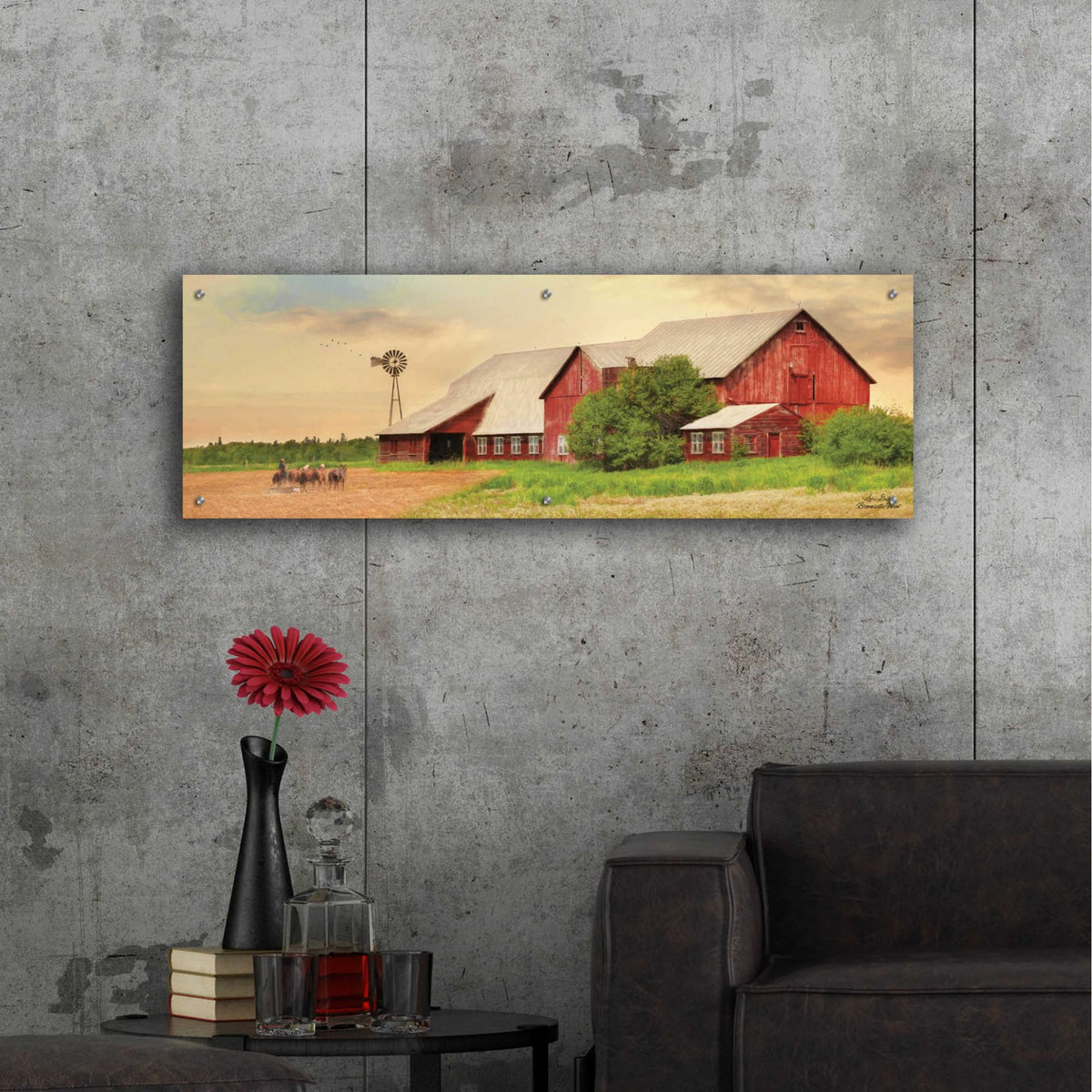 Epic Art 'Brownsville Farm' by Lori Deiter, Acrylic Glass Wall Art,48x16