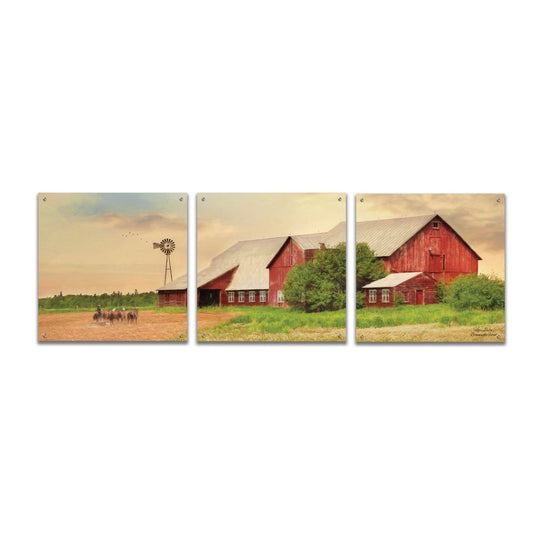 Epic Art 'Brownsville Farm' by Lori Deiter, Acrylic Glass Wall Art, 3 Piece Set