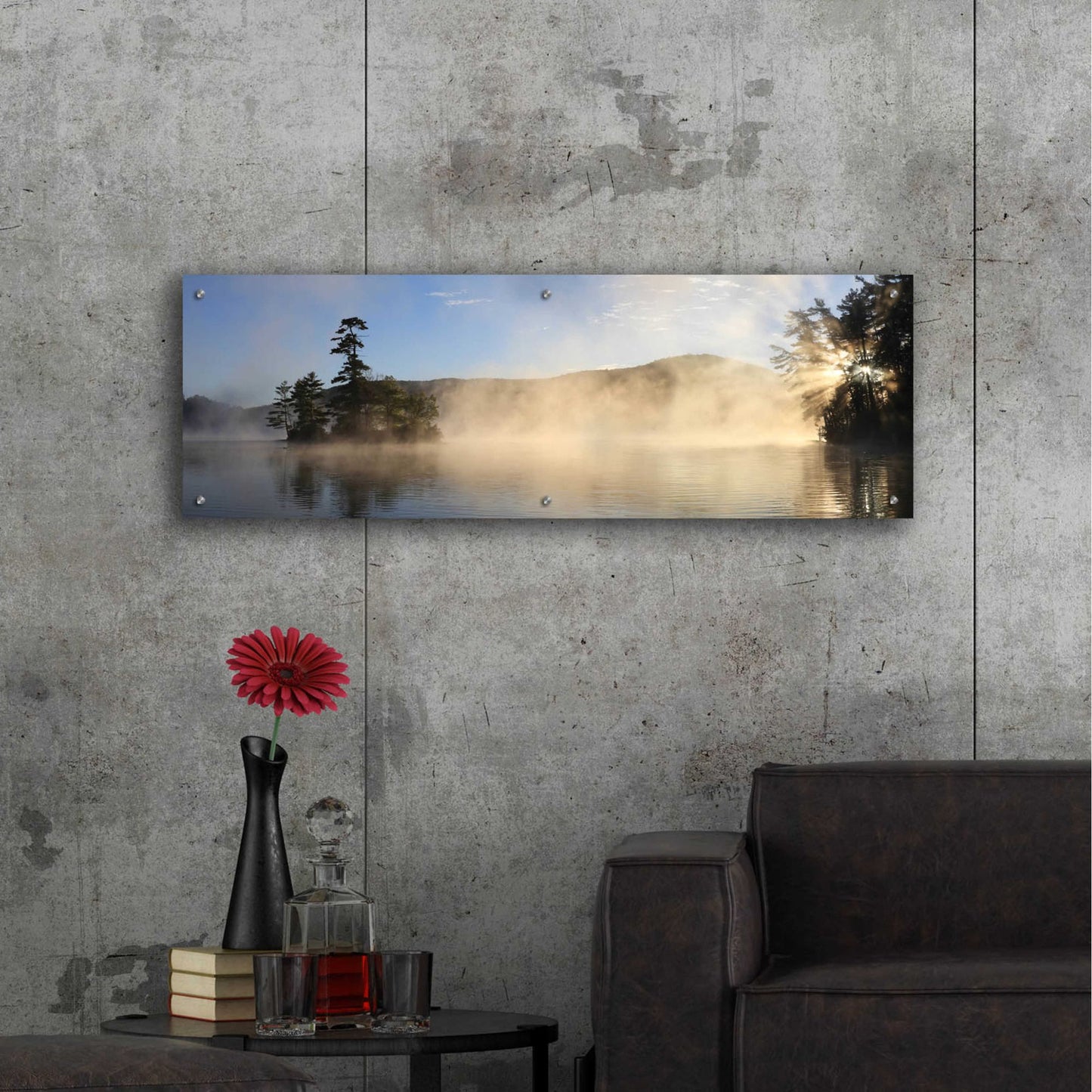 Epic Art 'Lake Luzerne Sunrise' by Lori Deiter, Acrylic Glass Wall Art,48x16