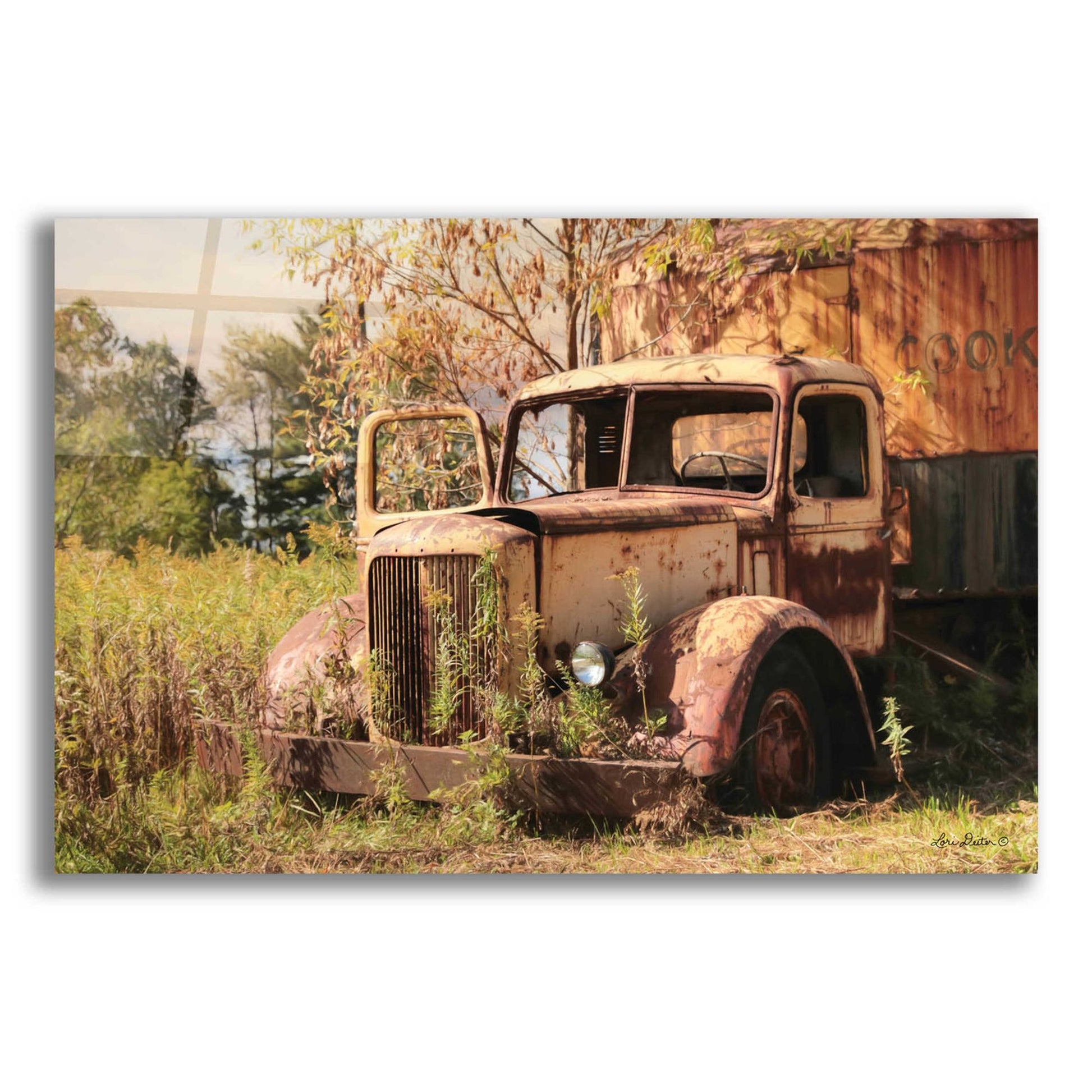 Epic Art 'Old Yellow Truck' by Lori Deiter, Acrylic Glass Wall Art,24x16