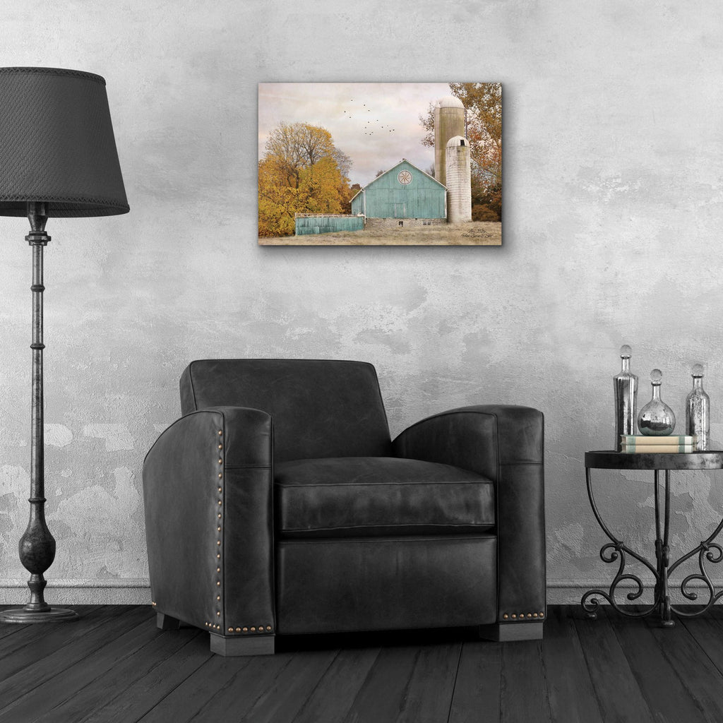 Epic Art 'Teal Barn and Silo' by Lori Deiter, Acrylic Glass Wall Art,24x16