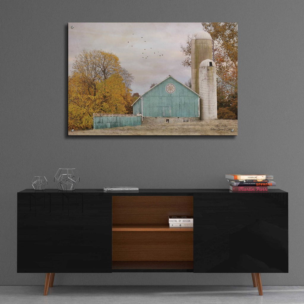 Epic Art 'Teal Barn and Silo' by Lori Deiter, Acrylic Glass Wall Art,36x24