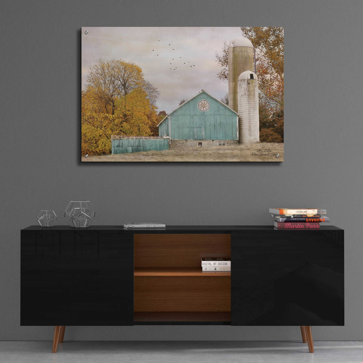 Epic Art 'Teal Barn and Silo' by Lori Deiter, Acrylic Glass Wall Art,36x24