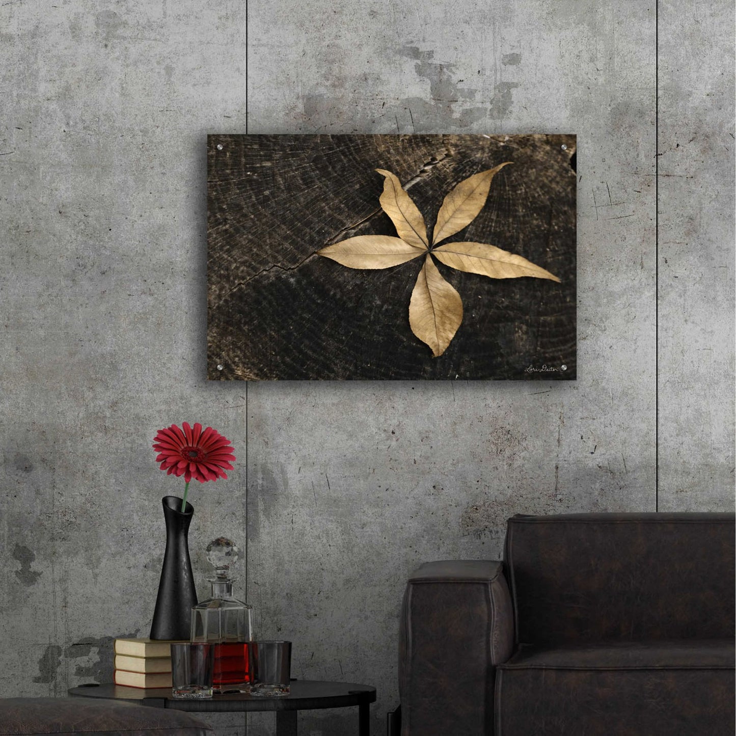 Epic Art 'Natural Buckeye Leaf' by Lori Deiter, Acrylic Glass Wall Art,36x24