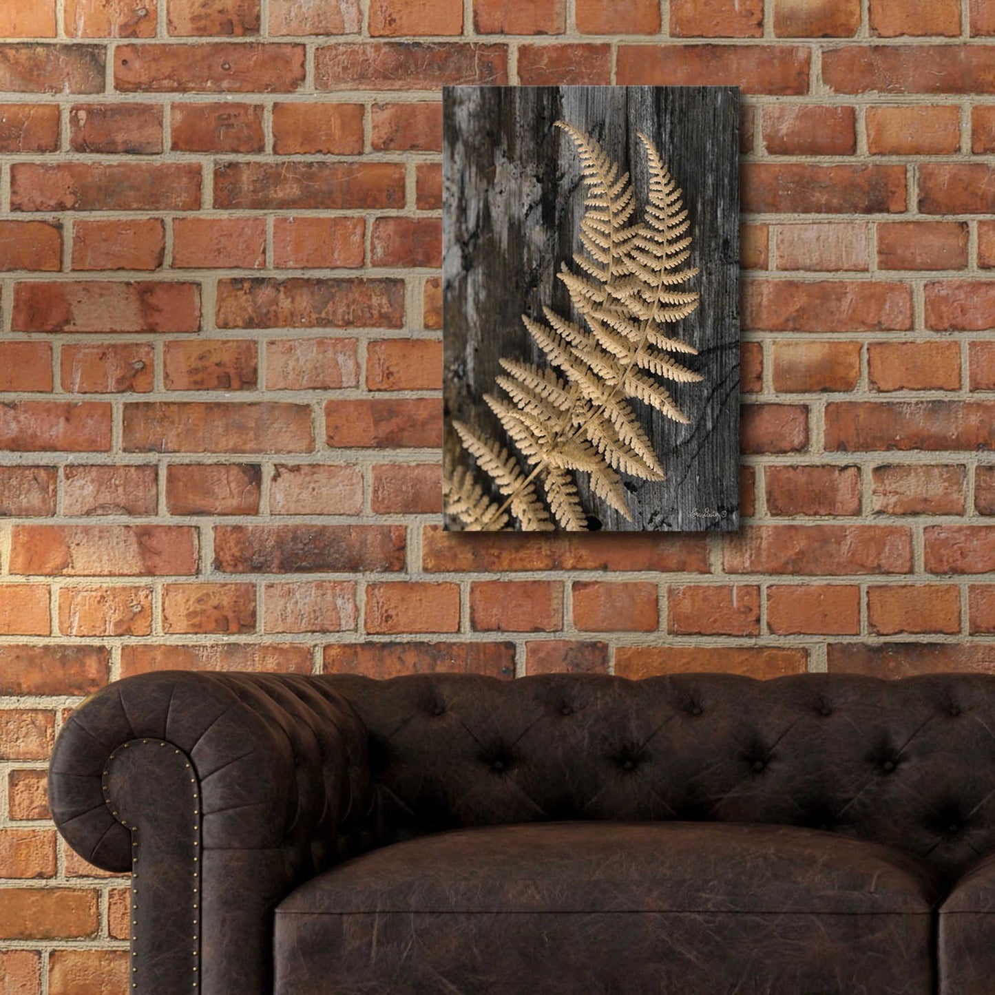 Epic Art 'Natural Gold Fern' by Lori Deiter, Acrylic Glass Wall Art,16x24