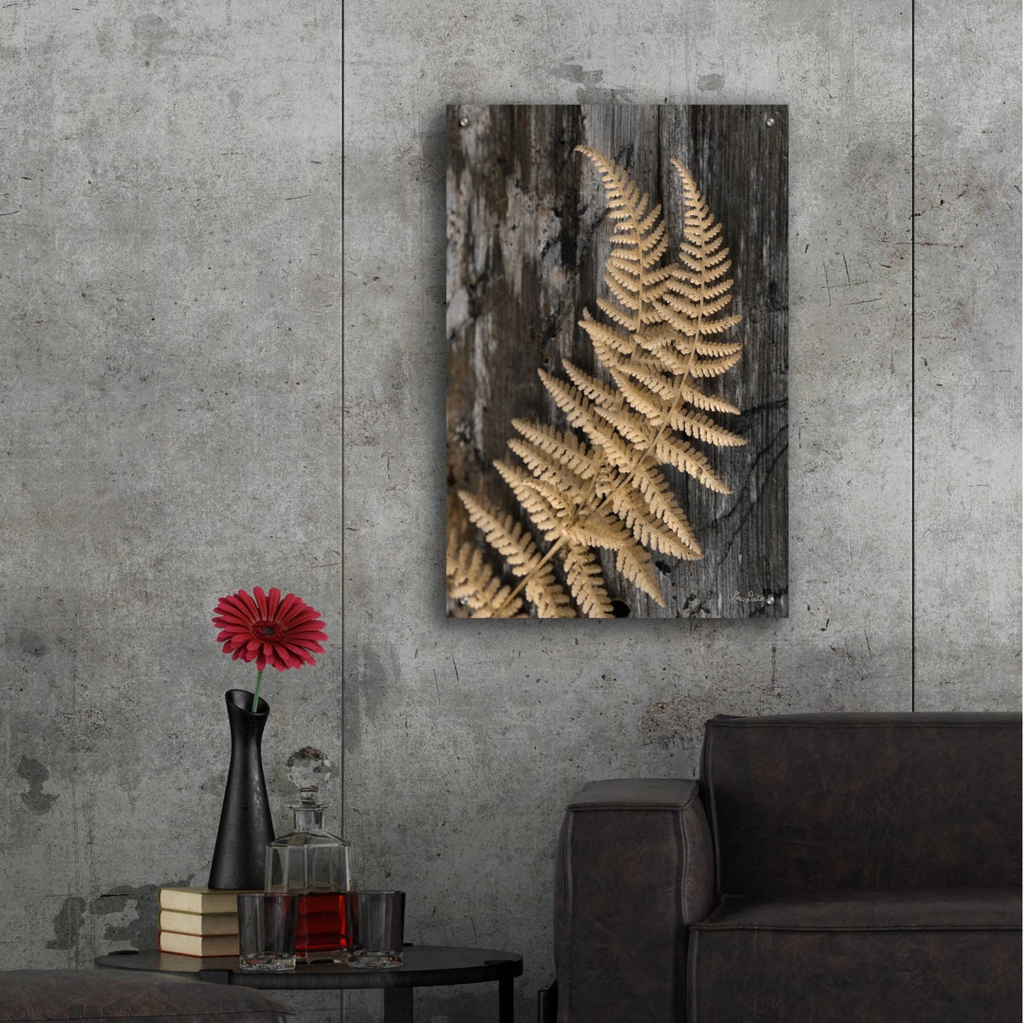 Epic Art 'Natural Gold Fern' by Lori Deiter, Acrylic Glass Wall Art,24x36