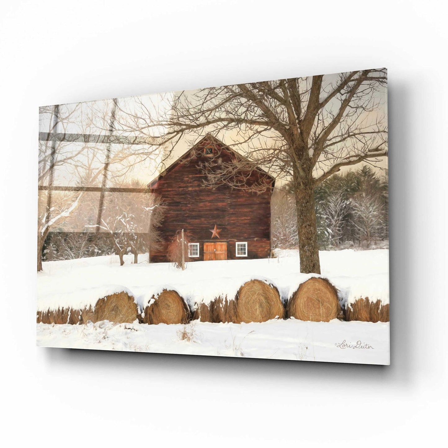 Epic Art 'Snowy Vermont Barn' by Lori Deiter, Acrylic Glass Wall Art,16x12