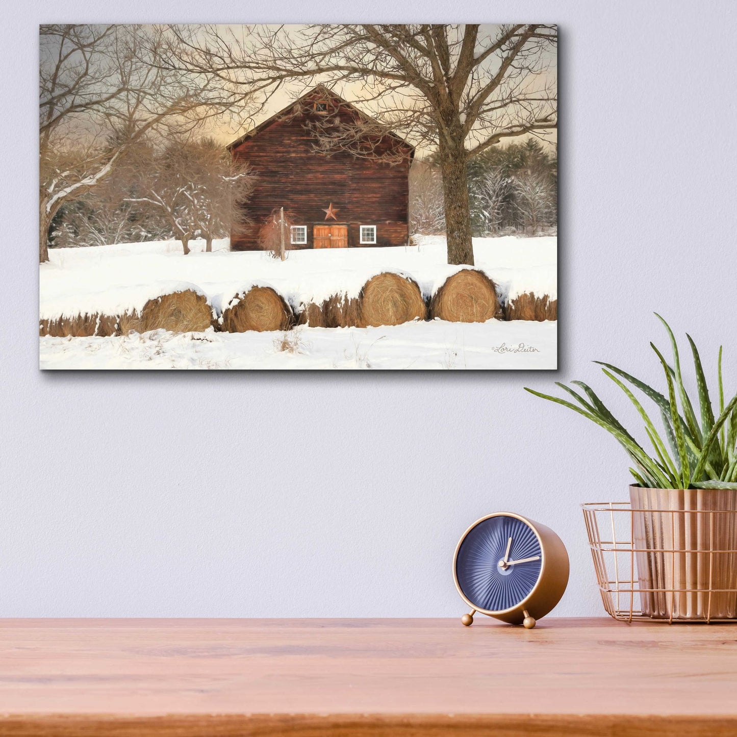 Epic Art 'Snowy Vermont Barn' by Lori Deiter, Acrylic Glass Wall Art,16x12