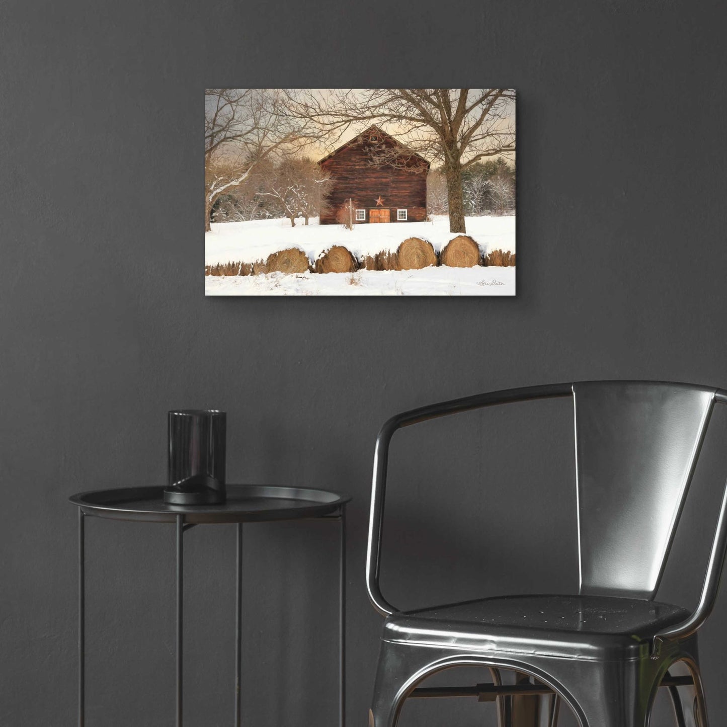 Epic Art 'Snowy Vermont Barn' by Lori Deiter, Acrylic Glass Wall Art,24x16