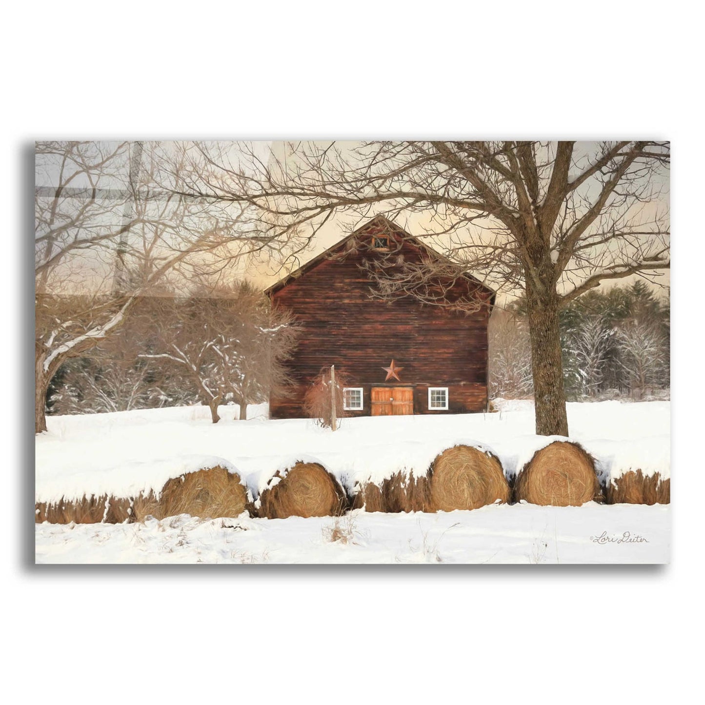 Epic Art 'Snowy Vermont Barn' by Lori Deiter, Acrylic Glass Wall Art,24x16