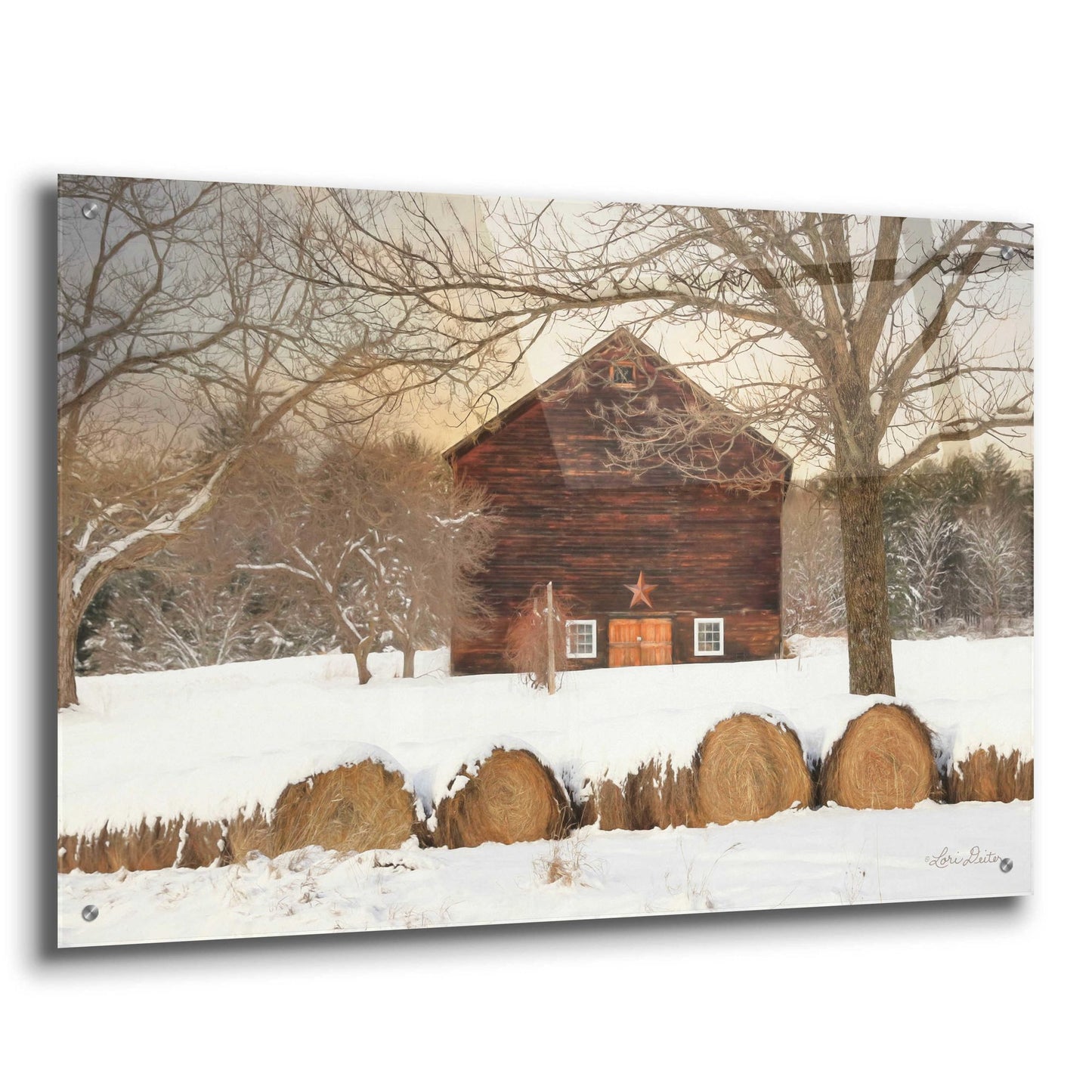 Epic Art 'Snowy Vermont Barn' by Lori Deiter, Acrylic Glass Wall Art,36x24