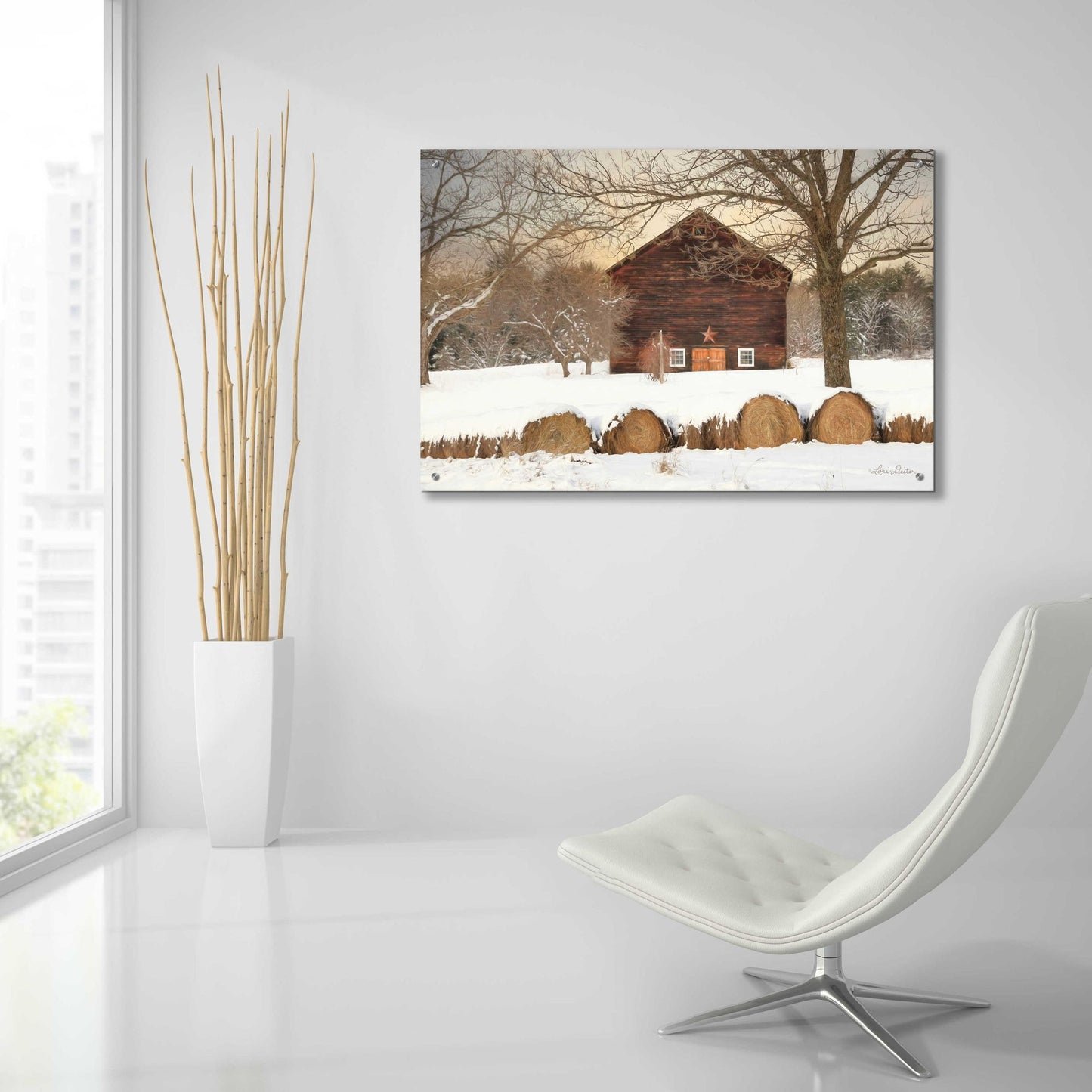 Epic Art 'Snowy Vermont Barn' by Lori Deiter, Acrylic Glass Wall Art,36x24