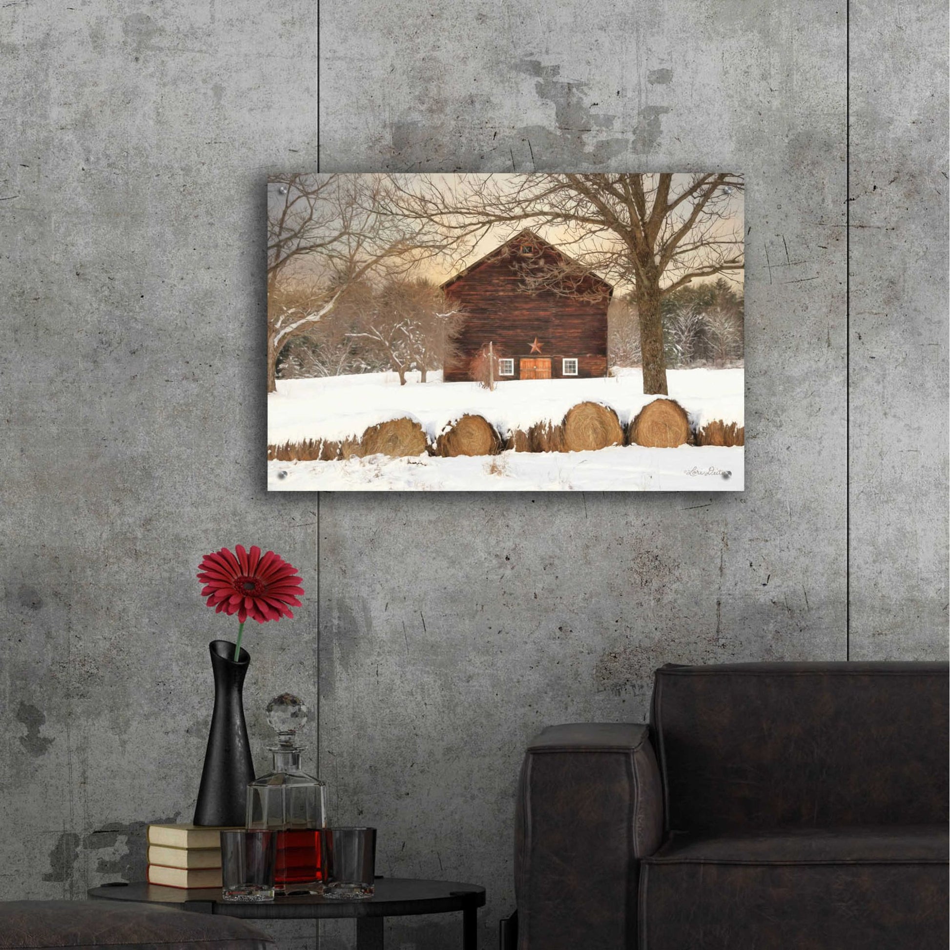 Epic Art 'Snowy Vermont Barn' by Lori Deiter, Acrylic Glass Wall Art,36x24