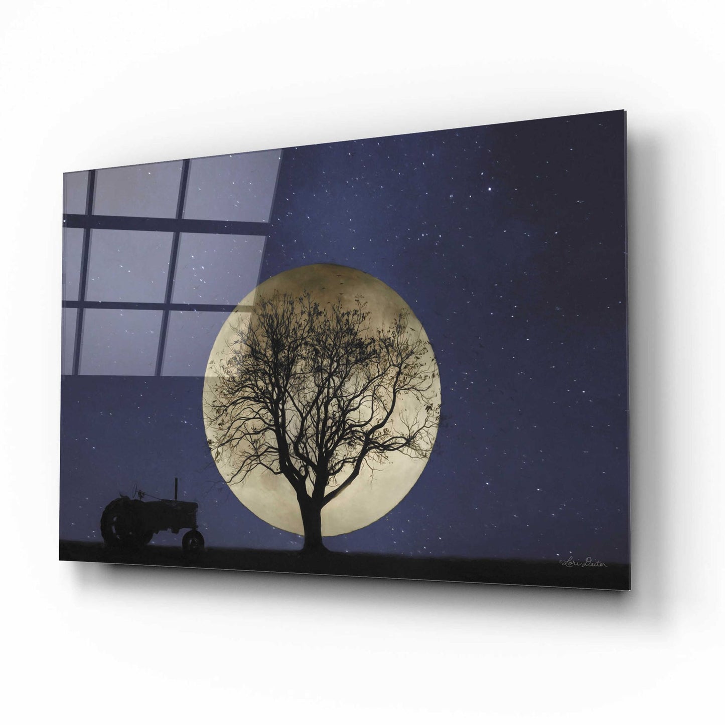 Epic Art 'Full Moon Country Night' by Lori Deiter, Acrylic Glass Wall Art,16x12