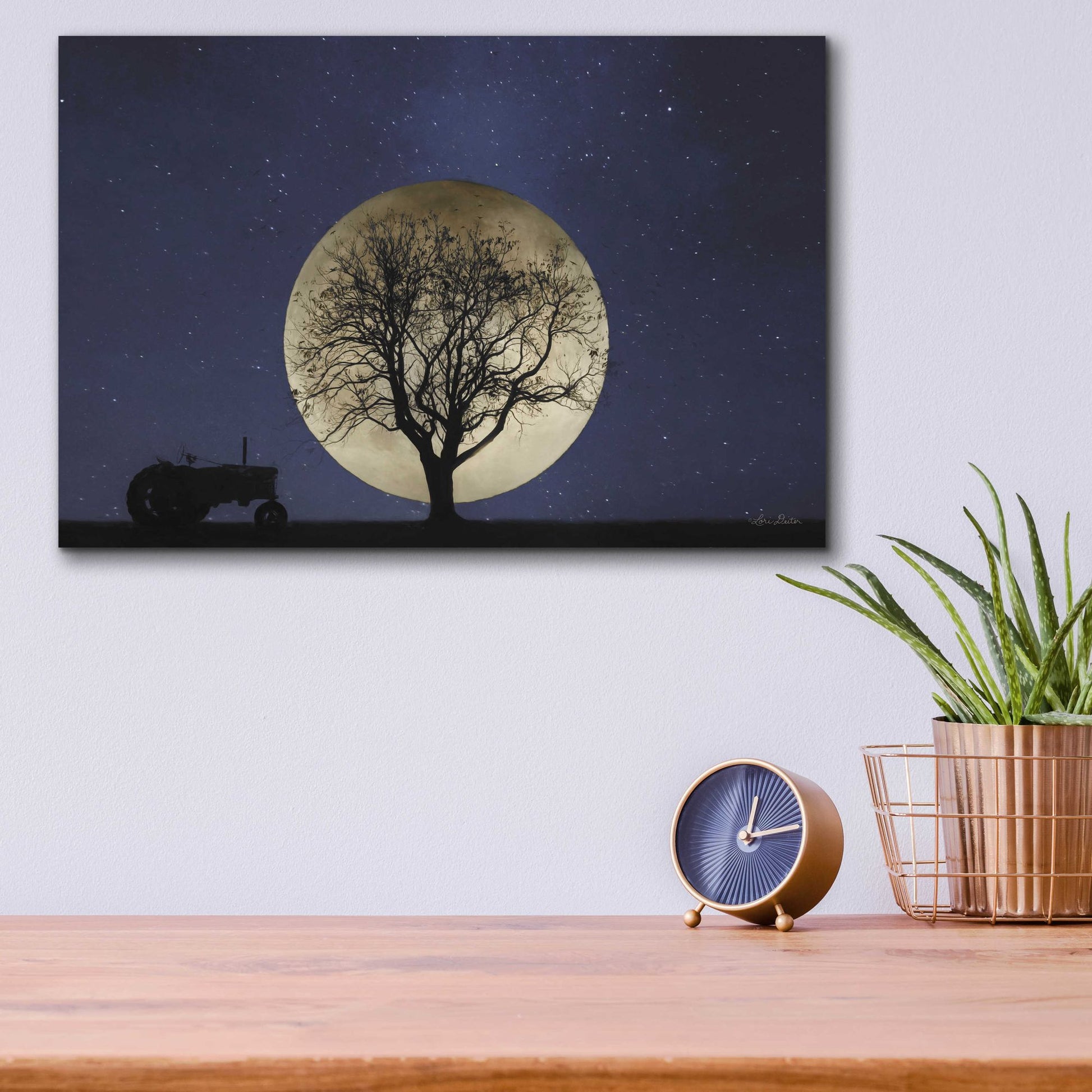 Epic Art 'Full Moon Country Night' by Lori Deiter, Acrylic Glass Wall Art,16x12