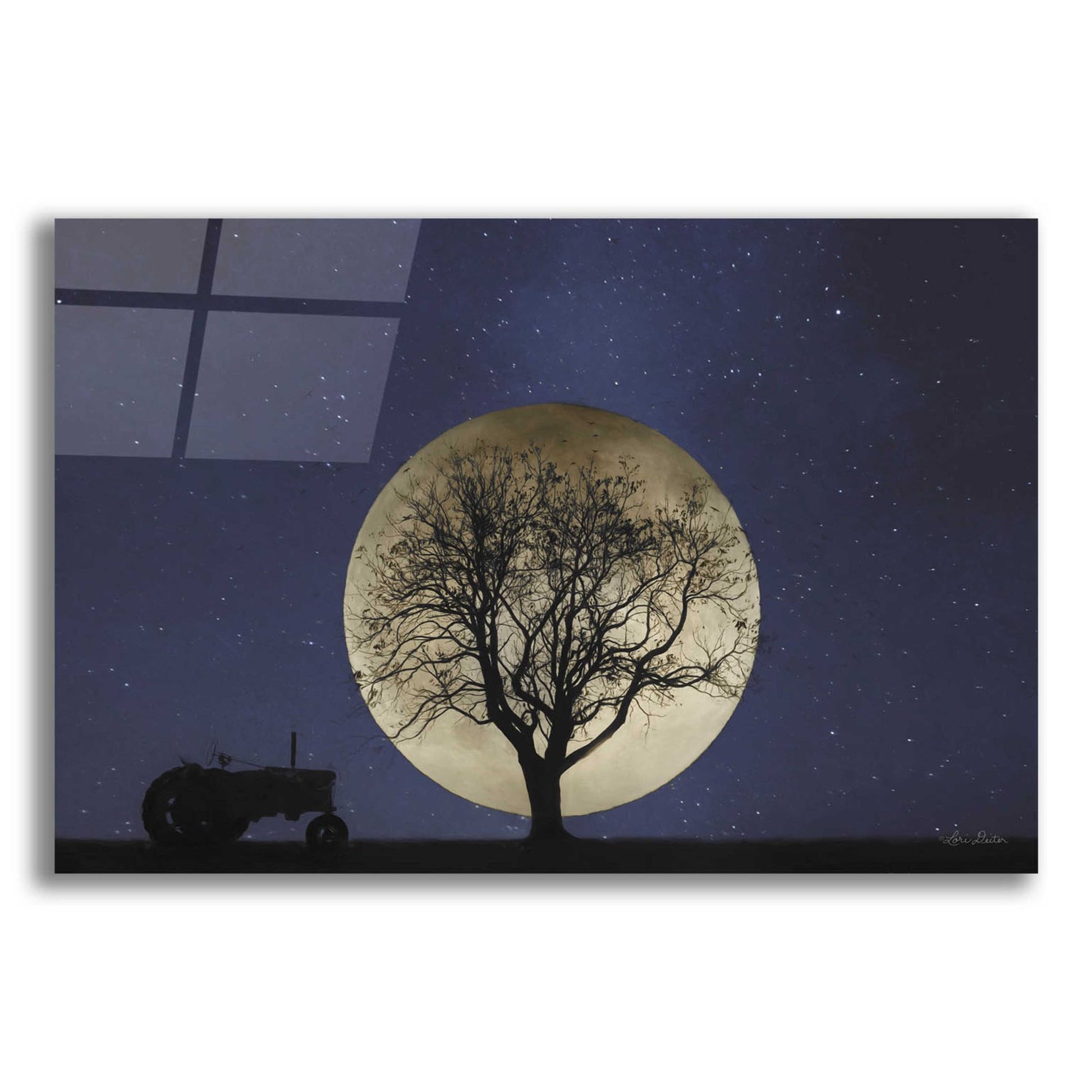 Epic Art 'Full Moon Country Night' by Lori Deiter, Acrylic Glass Wall Art,24x16