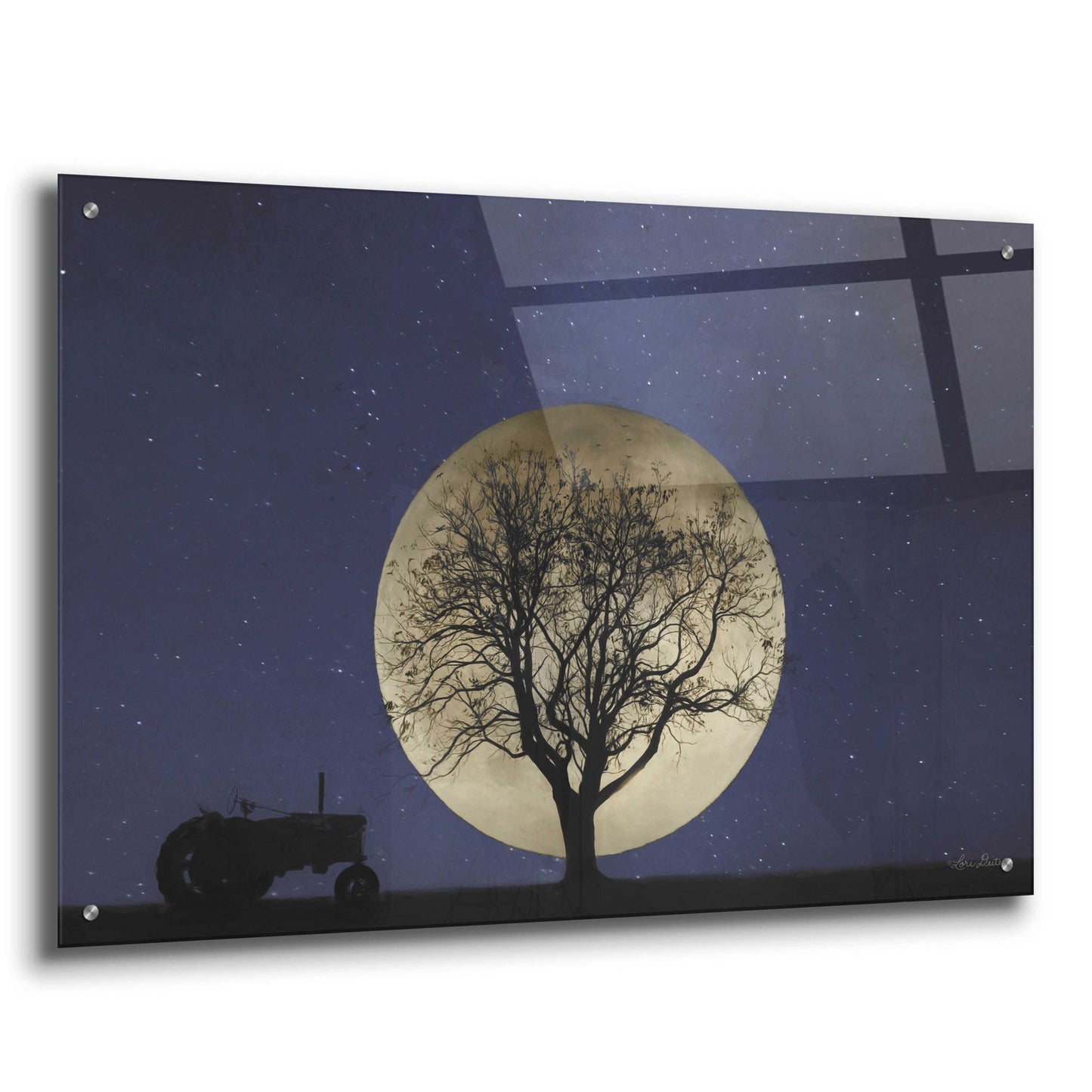 Epic Art 'Full Moon Country Night' by Lori Deiter, Acrylic Glass Wall Art,36x24