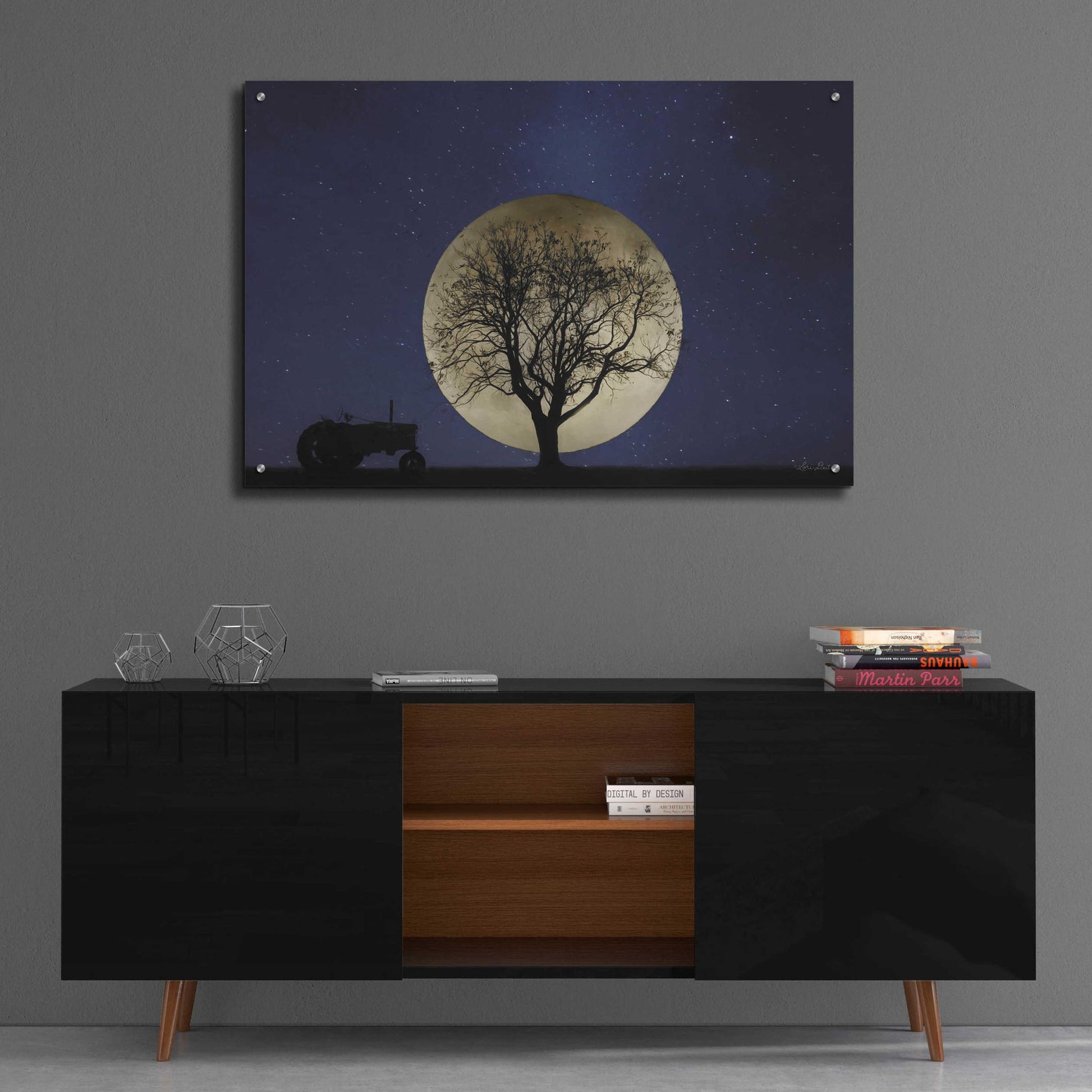 Epic Art 'Full Moon Country Night' by Lori Deiter, Acrylic Glass Wall Art,36x24