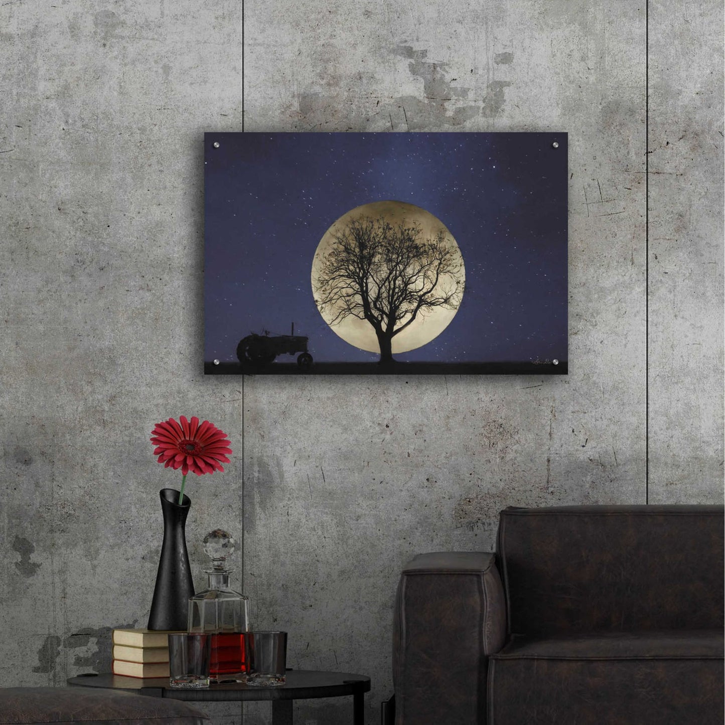 Epic Art 'Full Moon Country Night' by Lori Deiter, Acrylic Glass Wall Art,36x24