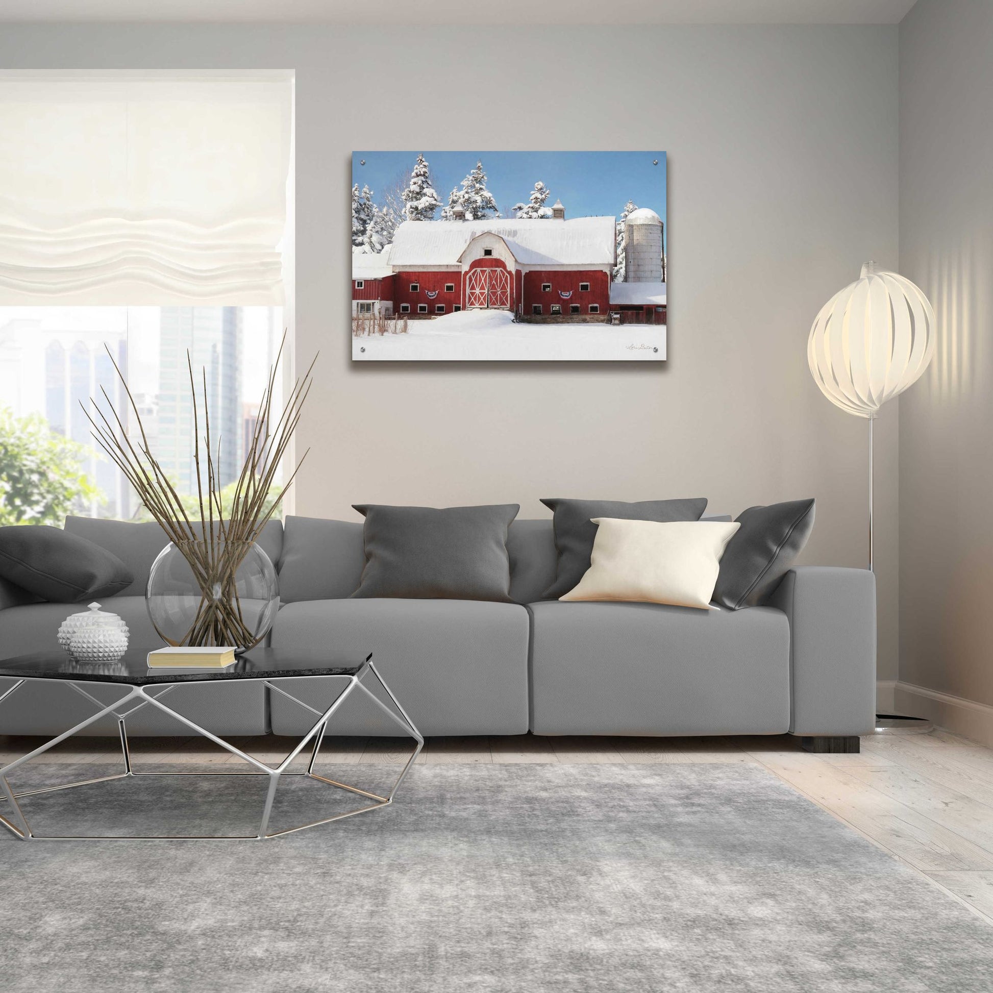 Epic Art 'Red, White and Cold' by Lori Deiter Acrylic Glass Wall Art,36x24